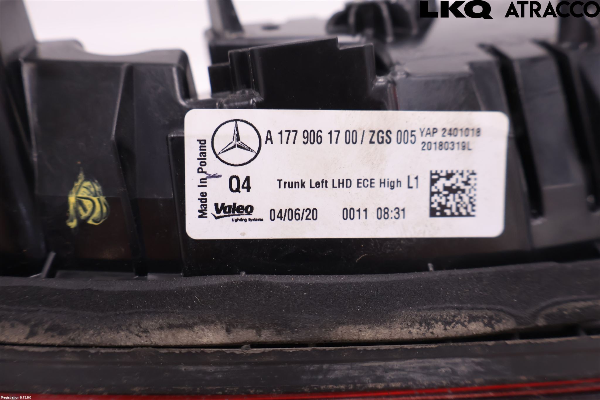 Mercedes-Benz MB A-KLASS (W177) 18- Baklykt Venstre  På Luke(Indre