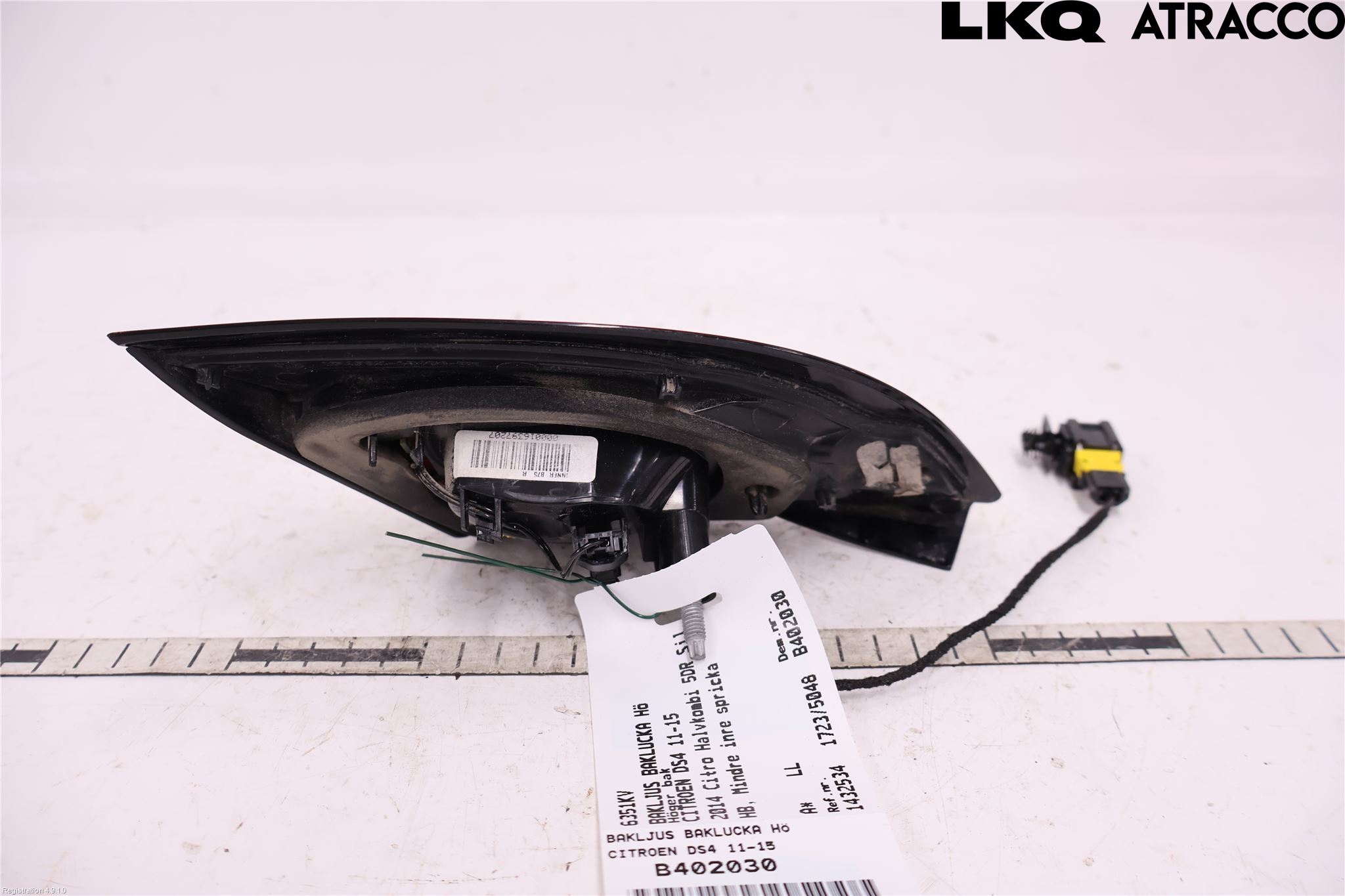 Citroen DS4 Baklykt Høyre  På Luke(Indre)