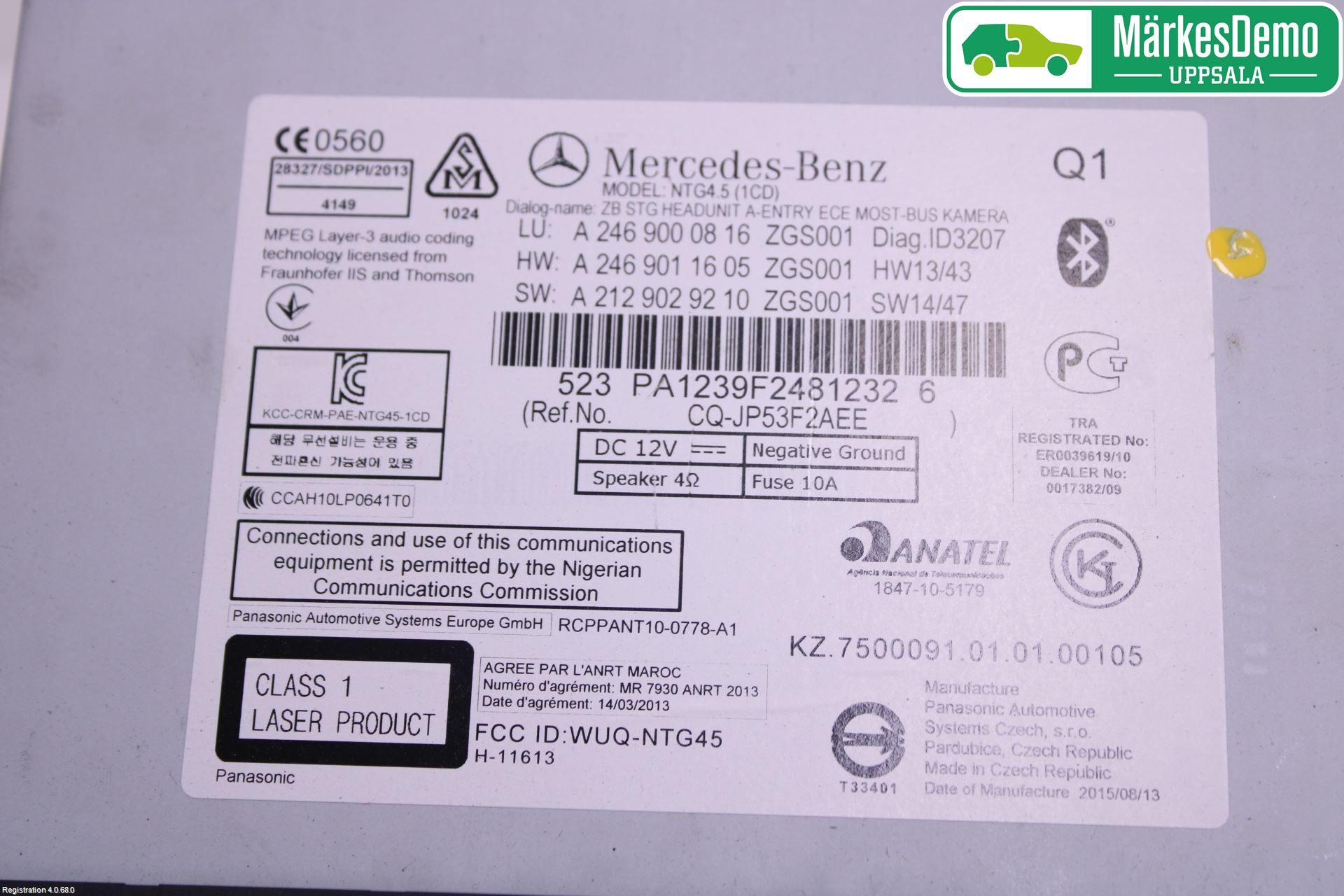 Mercedes-Benz MB A-KLASS (W176) 13-18 Stereo Radio Med Cd