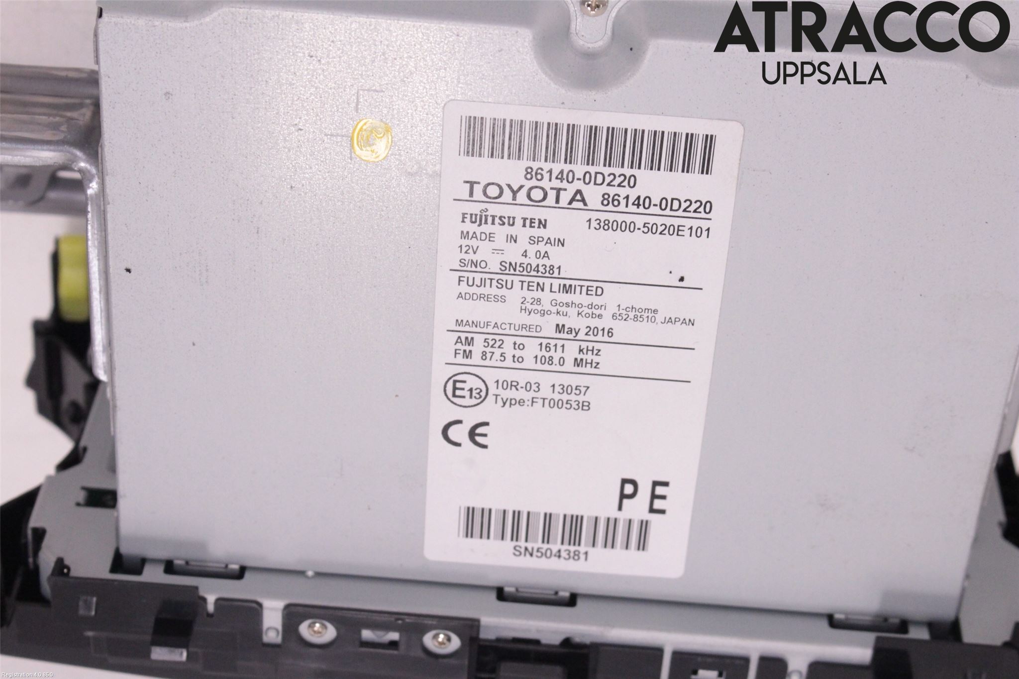 Toyota YARIS XP130 15-20 Stereo Radio Med Cd
