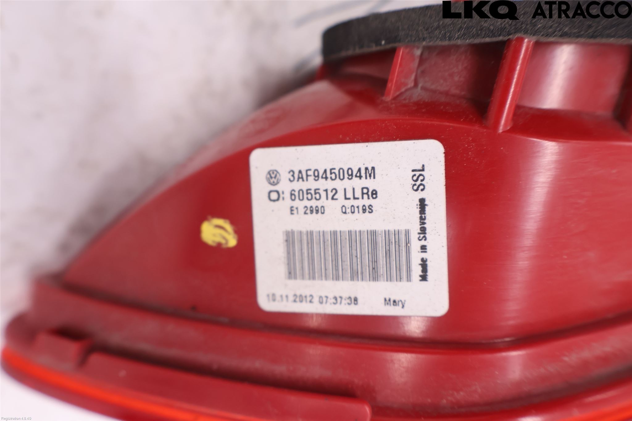 Volkswagen VW PASSAT 11-14 Baklykt Høyre  På Luke(Indre)