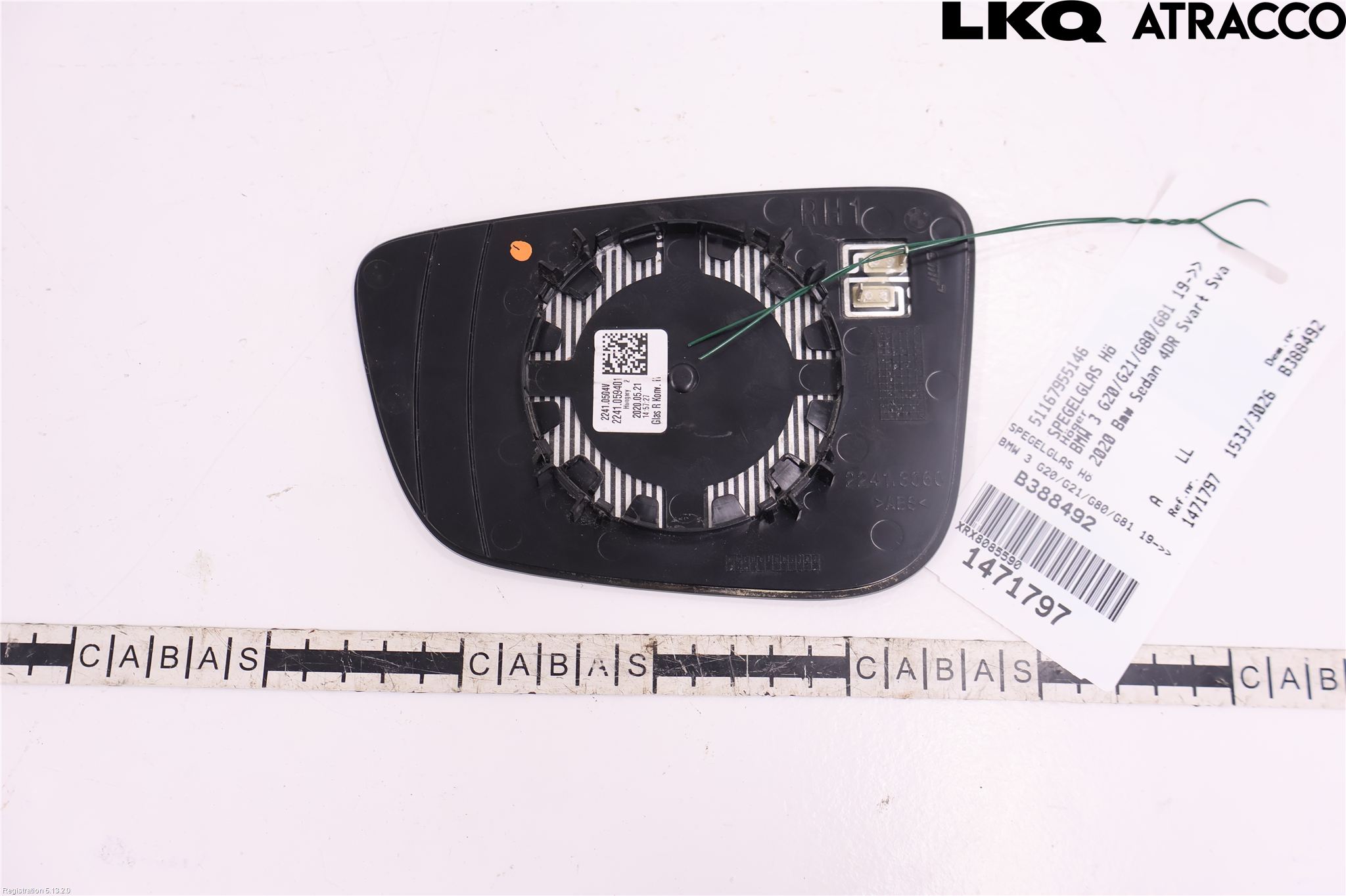 BMW 3 G20/G21/G80/G81 19- Speil Glass H
