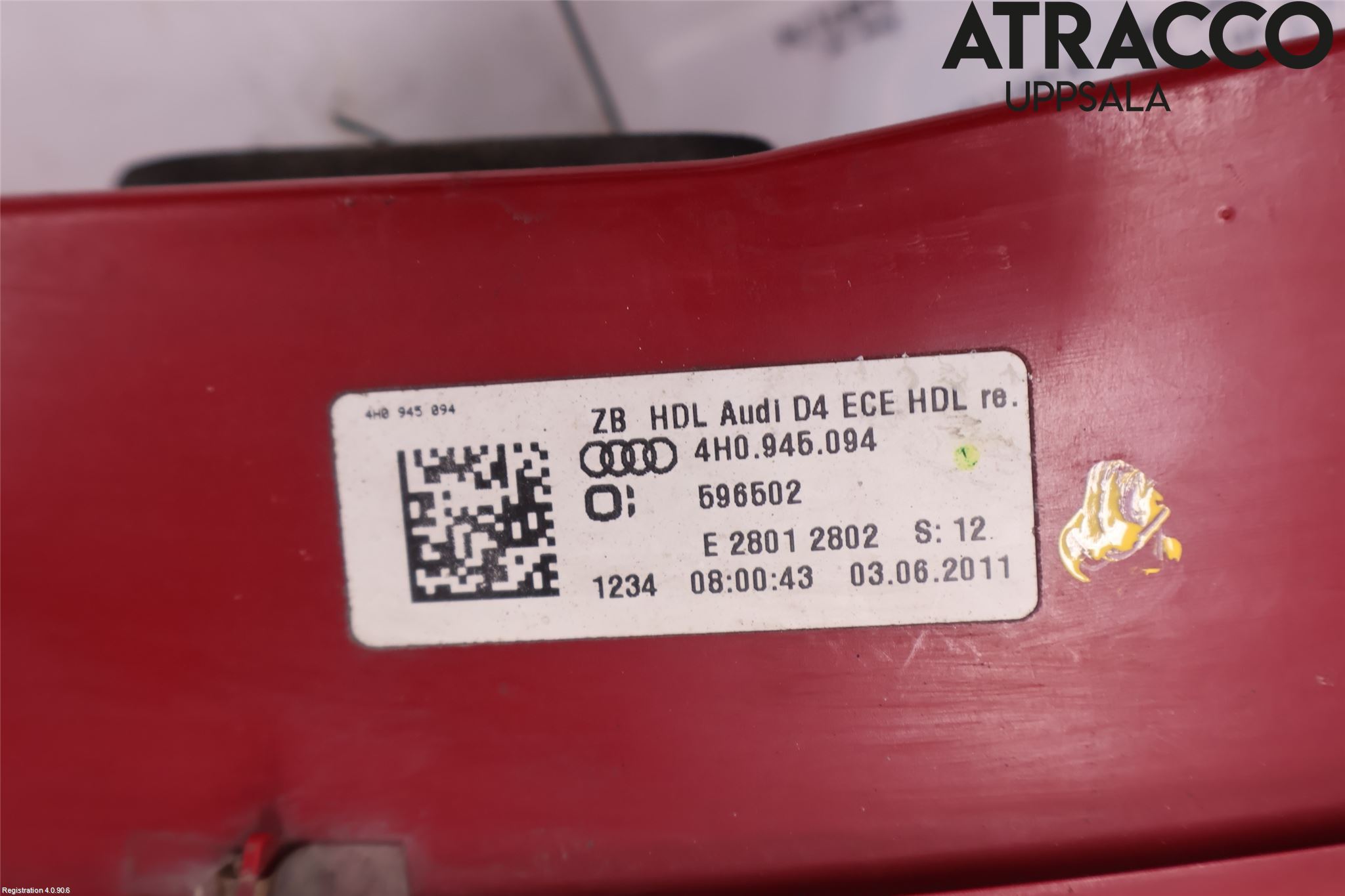 Audi A8/S8 4H 10-17 Baklykt Høyre  På Luke(Indre)