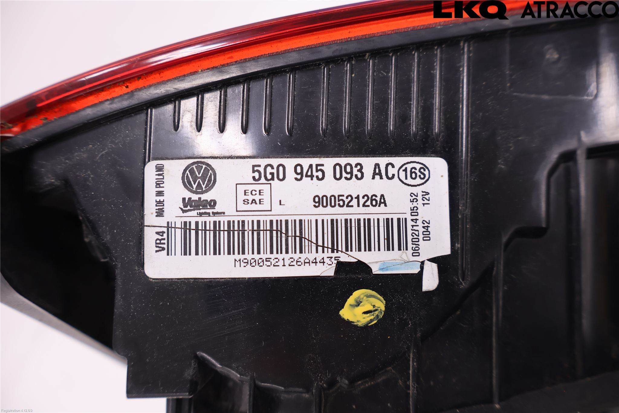 Volkswagen VW GOLF / E-GOLF VII 13-20 Baklykt Venstre  På Luke(Indre