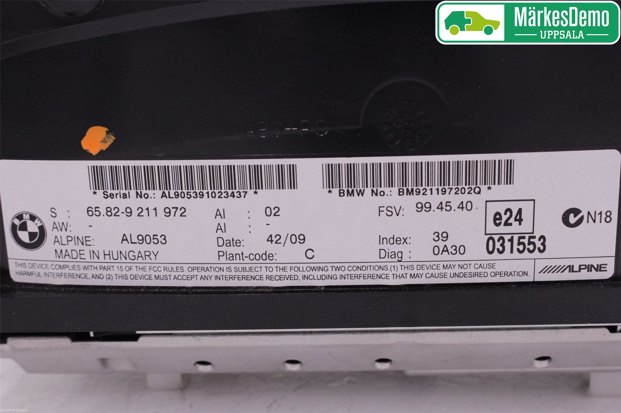 BMW 5 E60/61 Sed/Tou 02-10 Instr Skjerm Dvd-Gps-Ac-Tlf