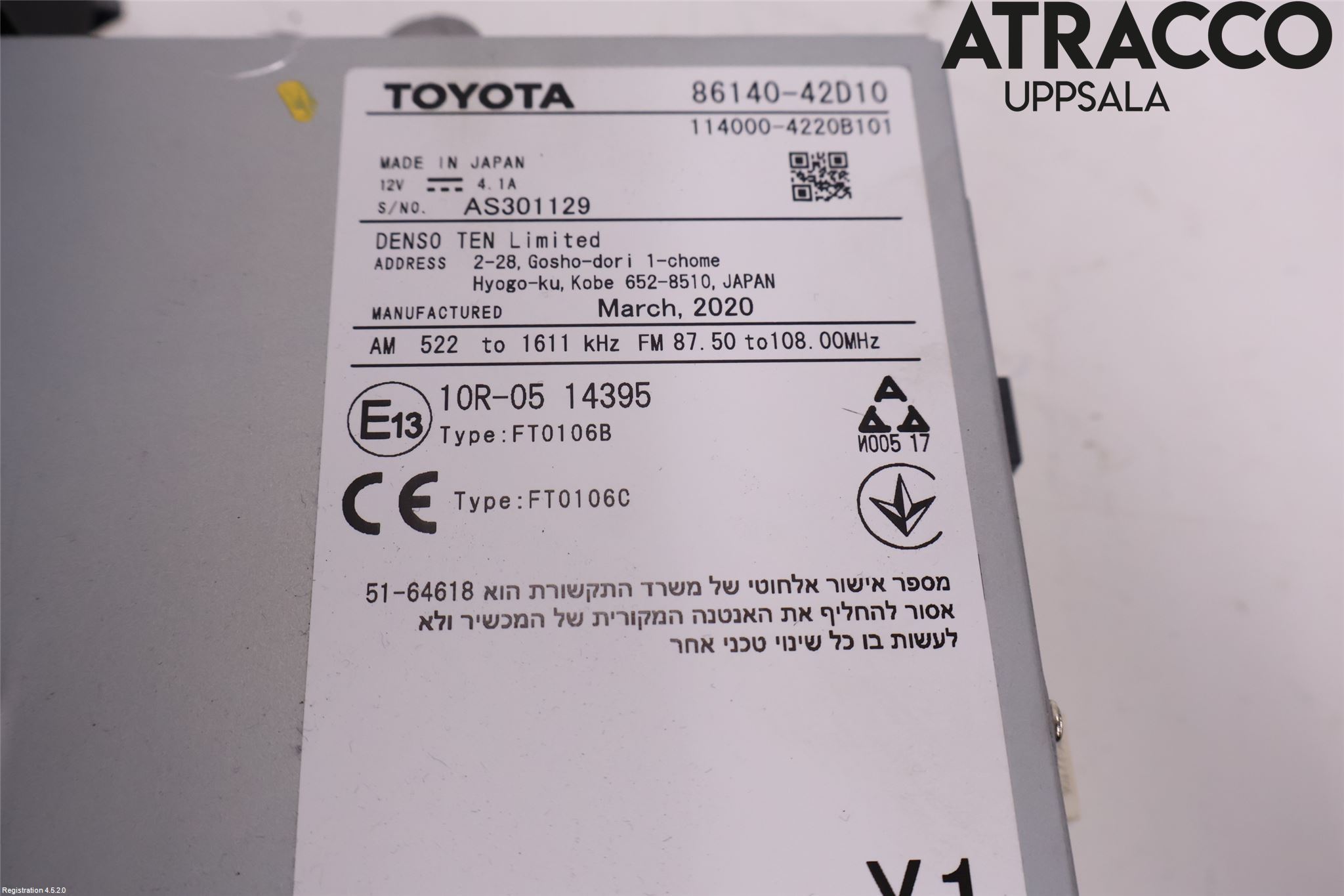 Toyota RAV4 19- Stereo Radio Med Cd