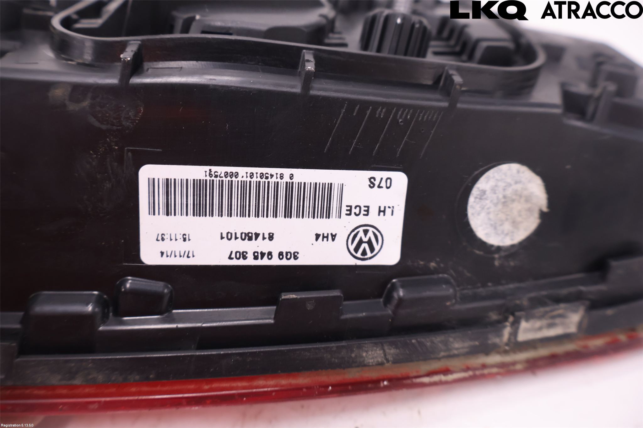 Volkswagen VW PASSAT 15-19 Baklykt Venstre  På Luke(Indre