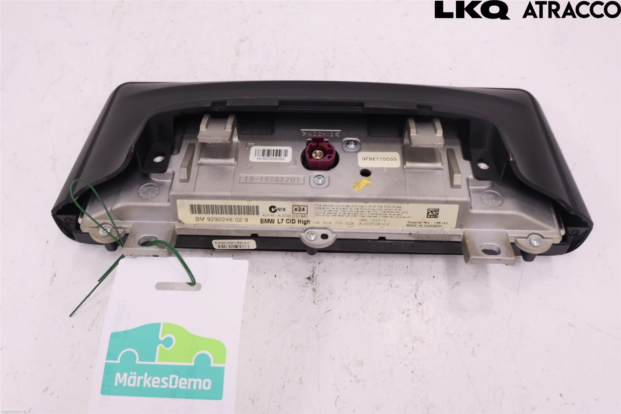 BMW 3 F30/F31/F80 12-19 Instr Skjerm Dvd-Gps-Ac-Tlf