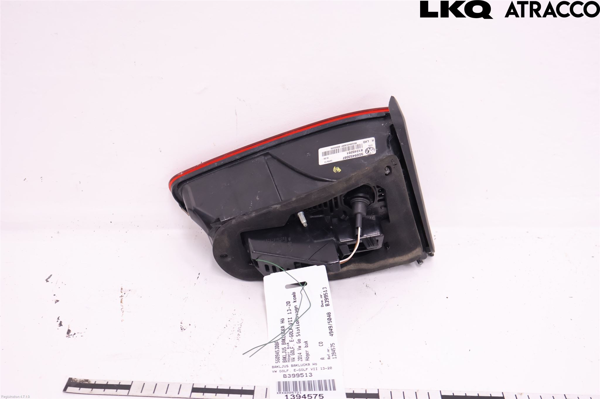 Volkswagen VW GOLF / E-GOLF VII 13-20 Baklykt Høyre  På Luke(Indre)