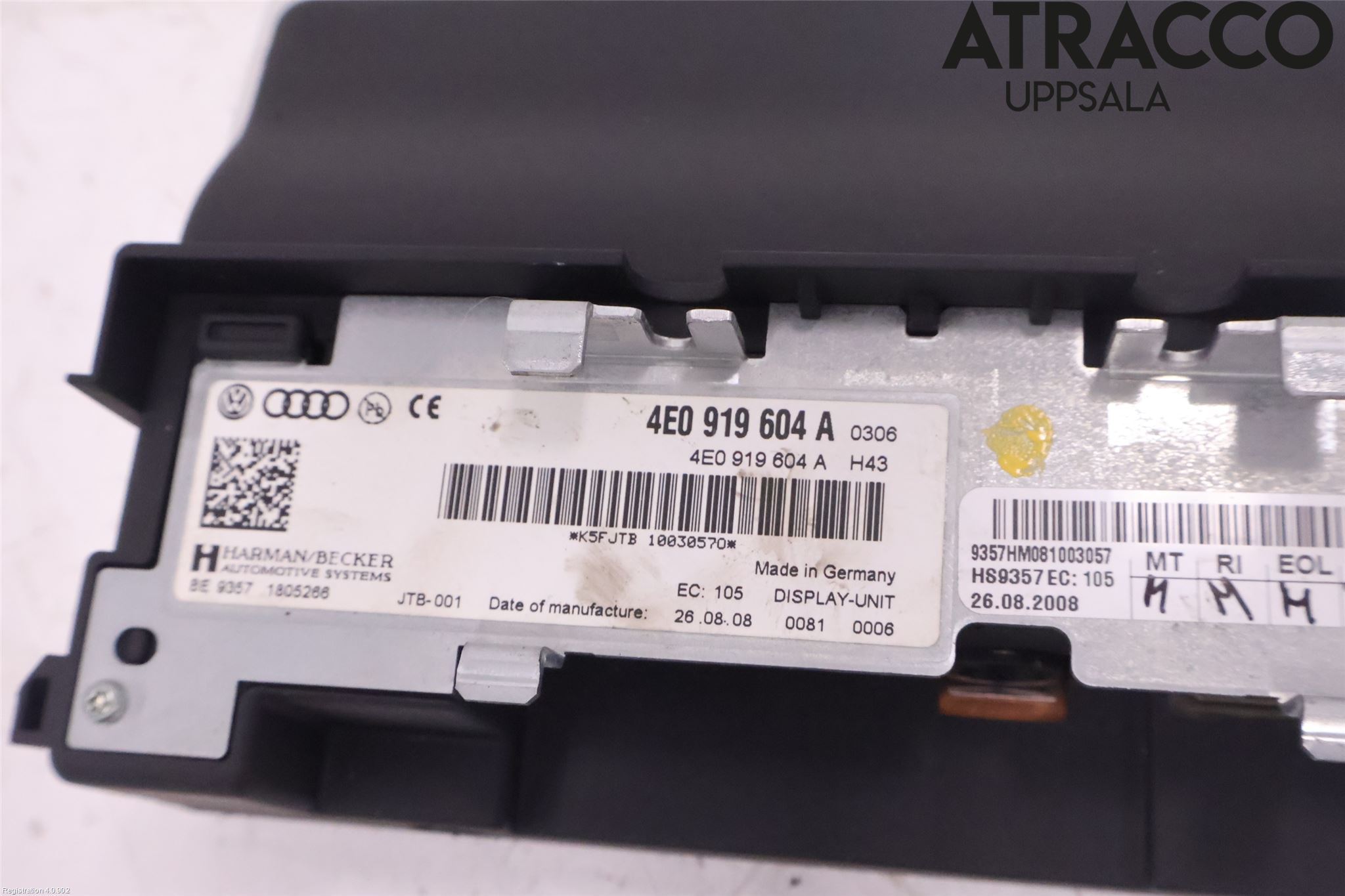 Audi A8/S8 4E  02-09 Instr Skjerm Dvd-Gps-Ac-Tlf