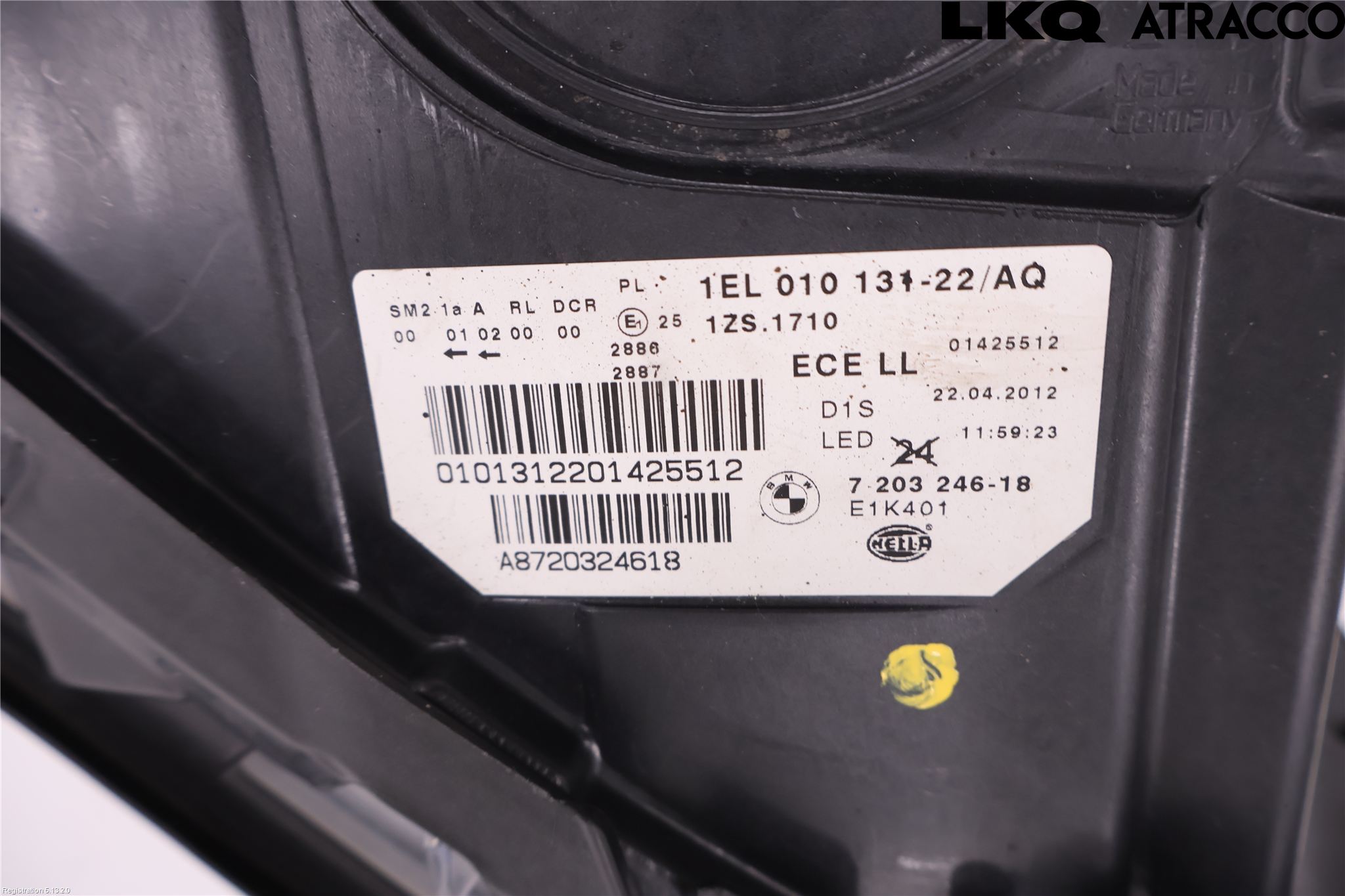 BMW 5 F10/F11/F18 09-17 Frontlykt Høyre