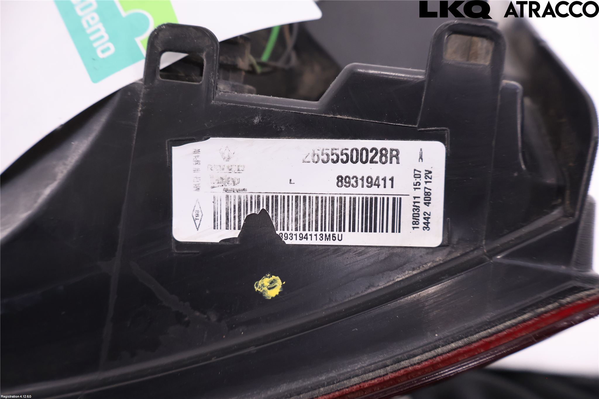 Renault MEGANE III 09-15 Baklykt Venstre  På Luke(Indre