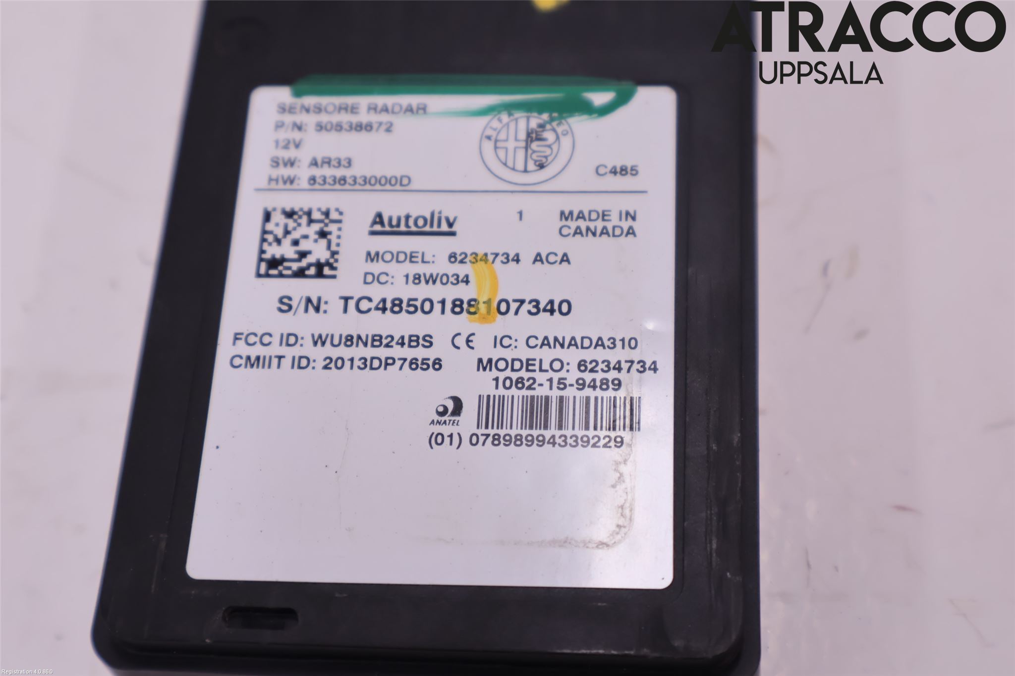 Alfa STELVIO 17- Sensor Kollisjonsbeskyttelse