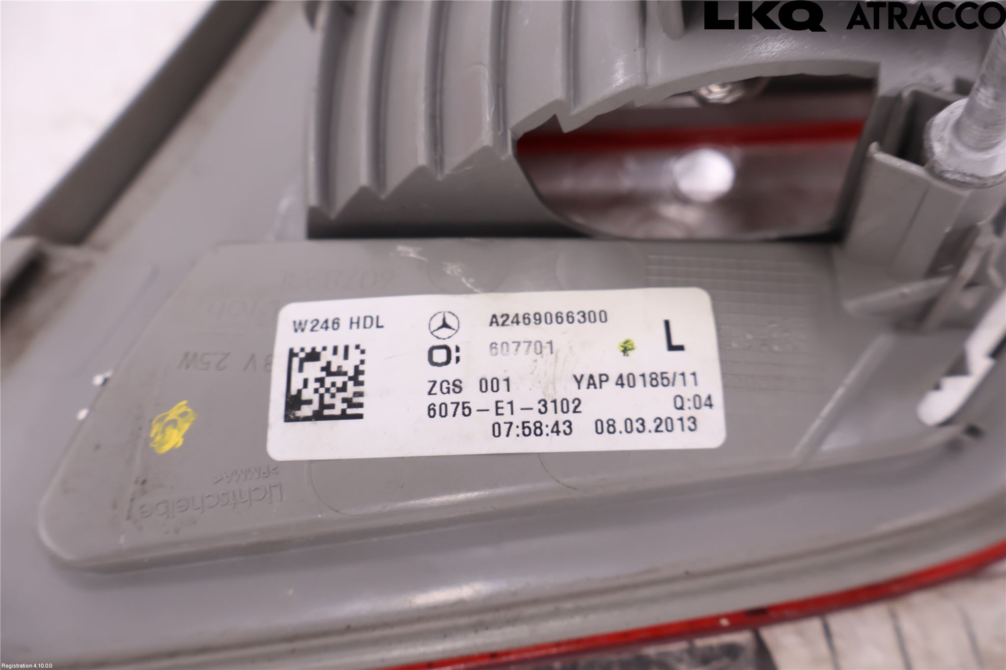 Mercedes-Benz MB B-KLASS (W246/W242) 12-19 Baklykt Venstre  På Luke(Indre
