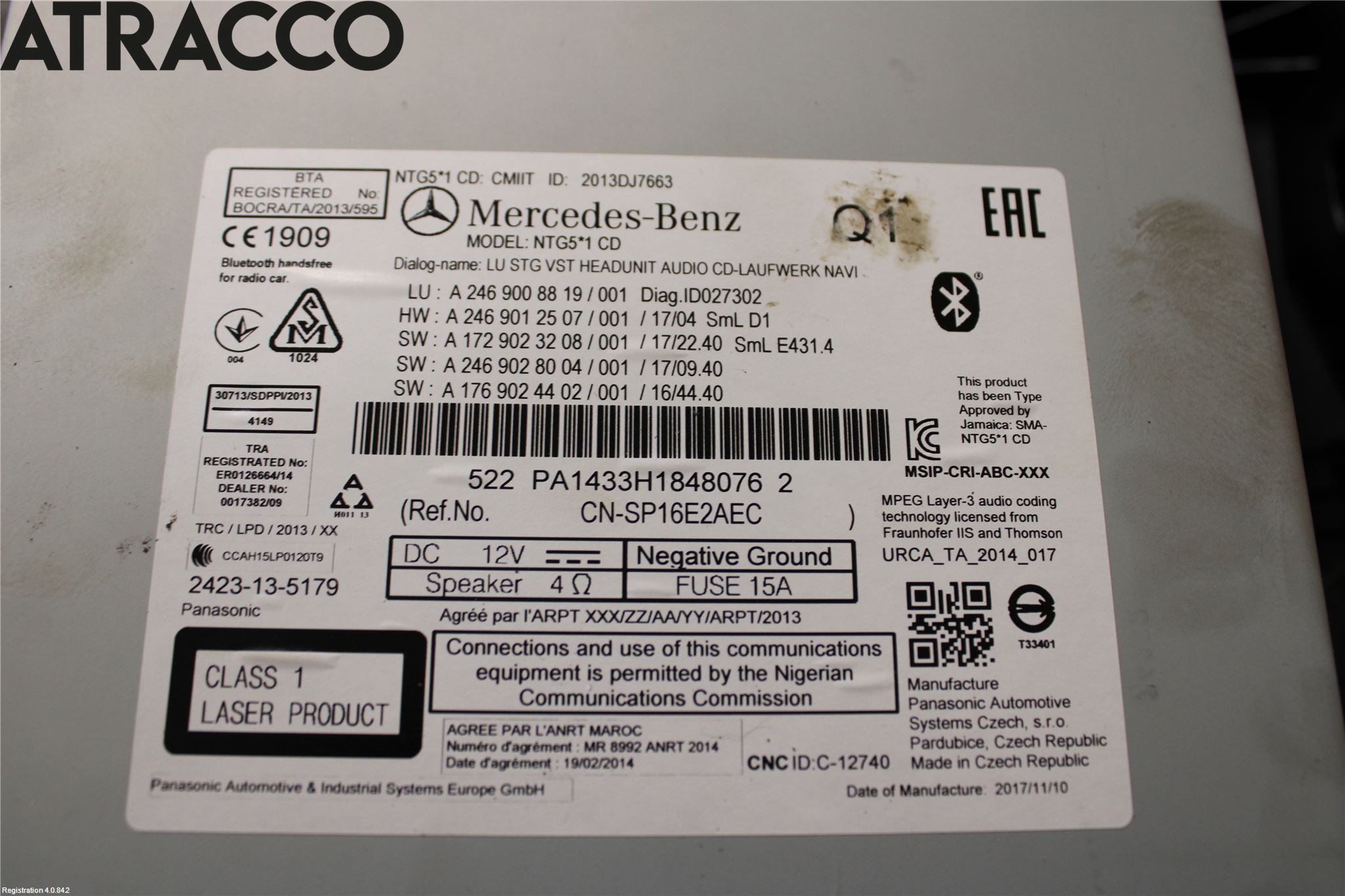 Mercedes-Benz MB B-KLASS (W246/W242) 12-19 Stereo Radio Med Cd