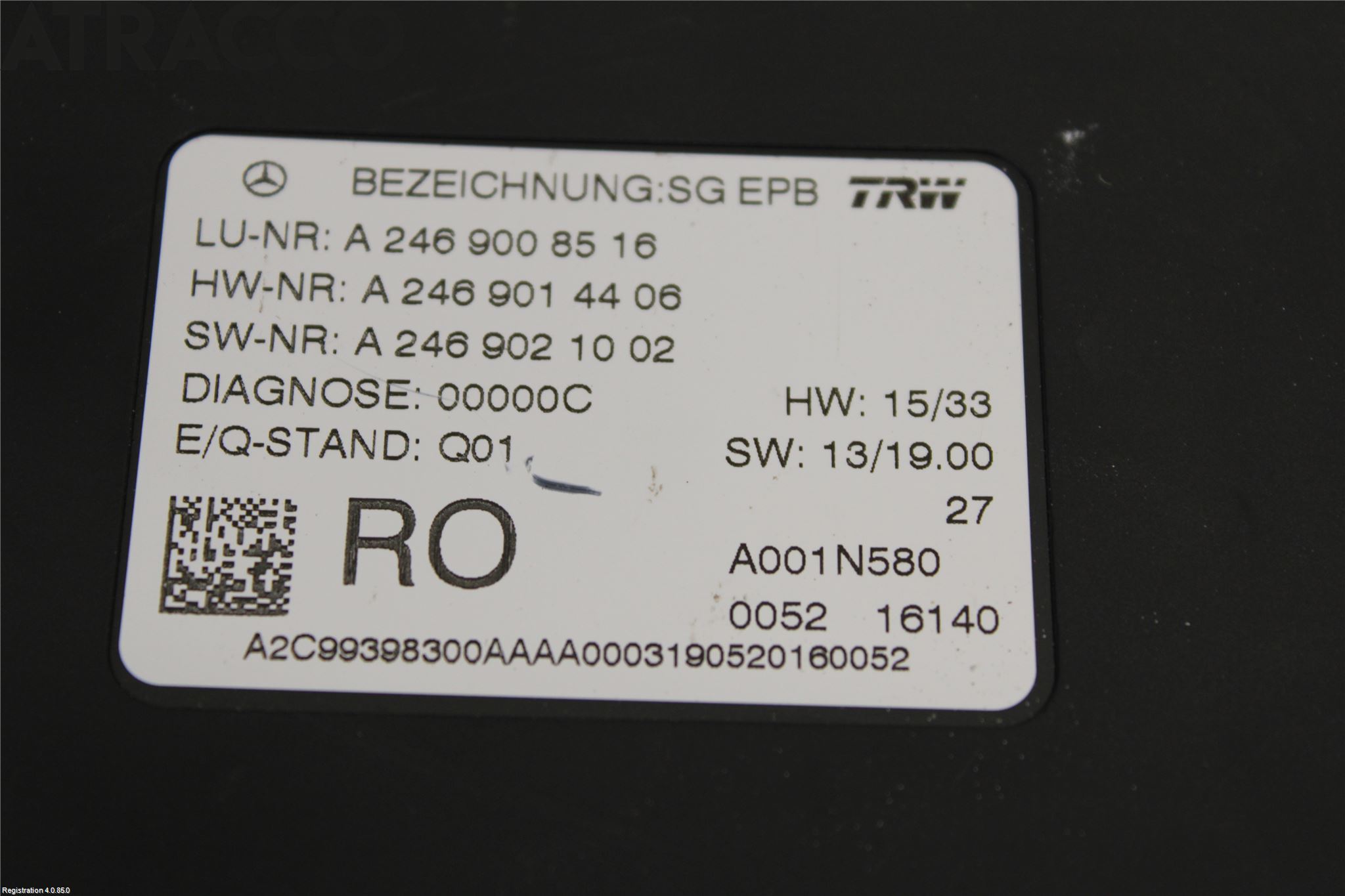 Mercedes-Benz MB CLA-KLASS (C117/X117) 13-19 Styreenhet Parkbrems