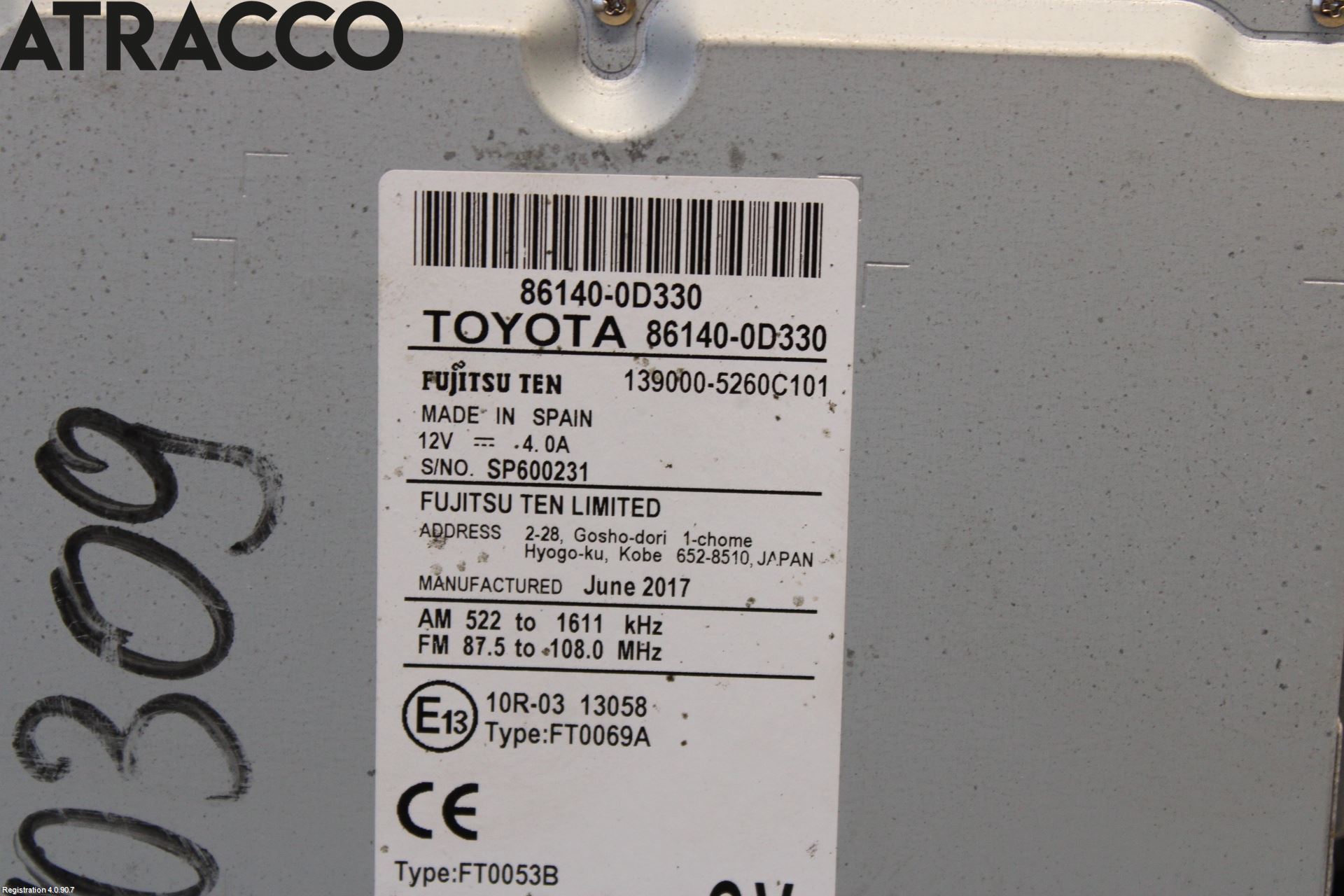 Toyota YARIS XP130 15-20 Stereo Radio