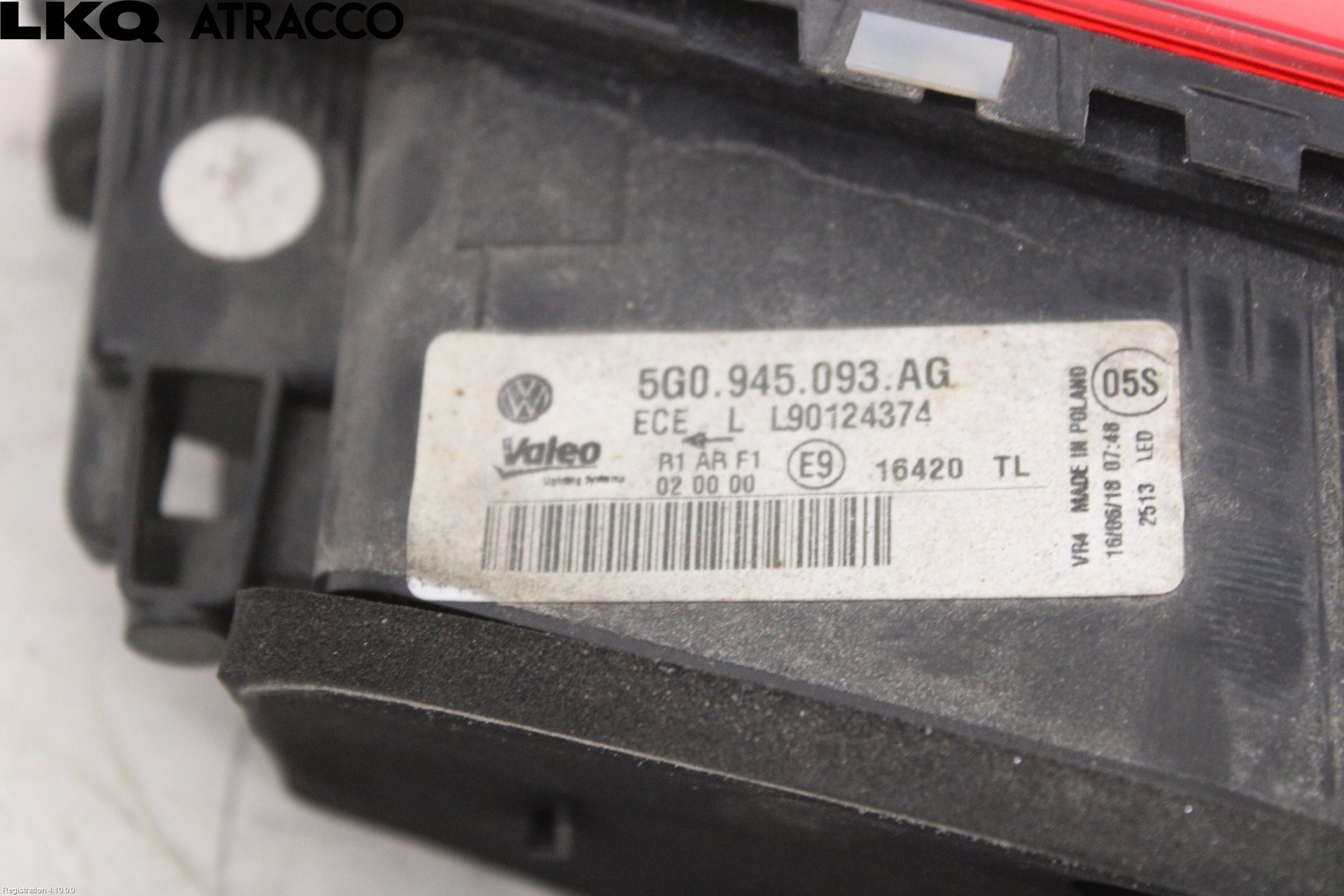 Volkswagen VW GOLF / E-GOLF VII 13-20 Baklykt Venstre  På Luke(Indre