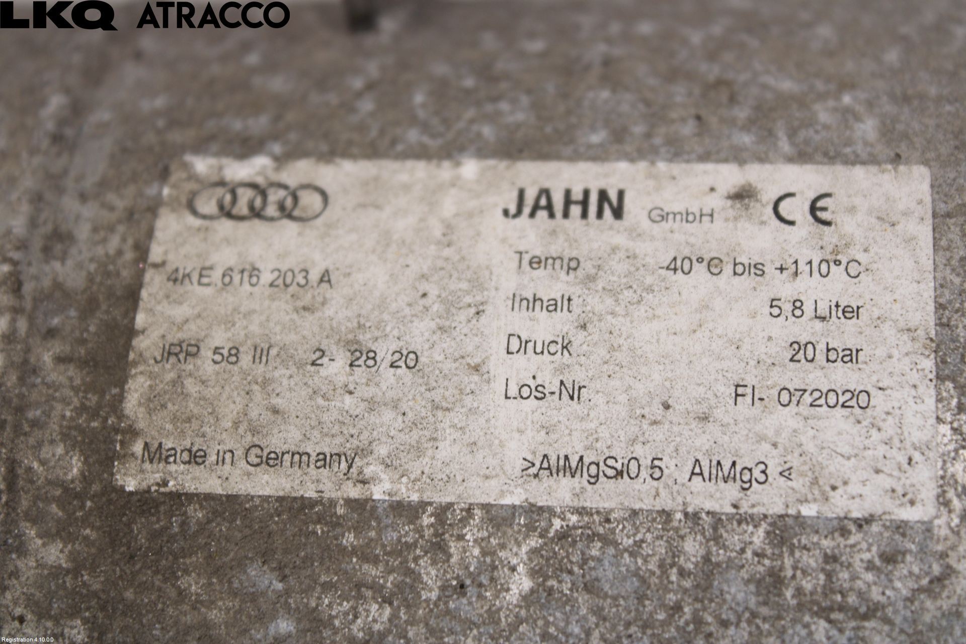 Audi E-TRON, S GE 19- Nivå/Lufrfrändring Trycktank