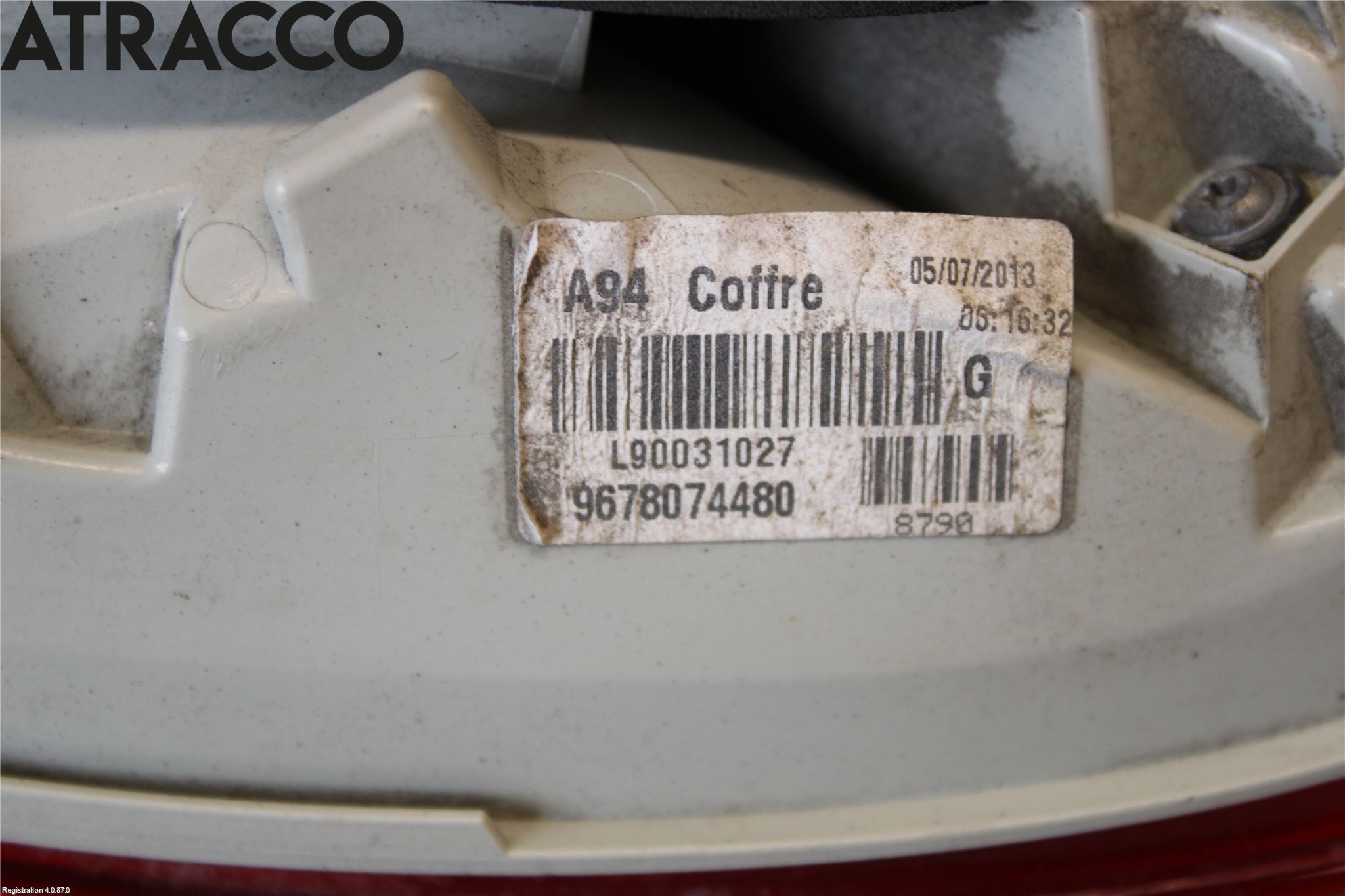 Peugeot 2008 13-20 Baklykt Venstre  På Luke(Indre