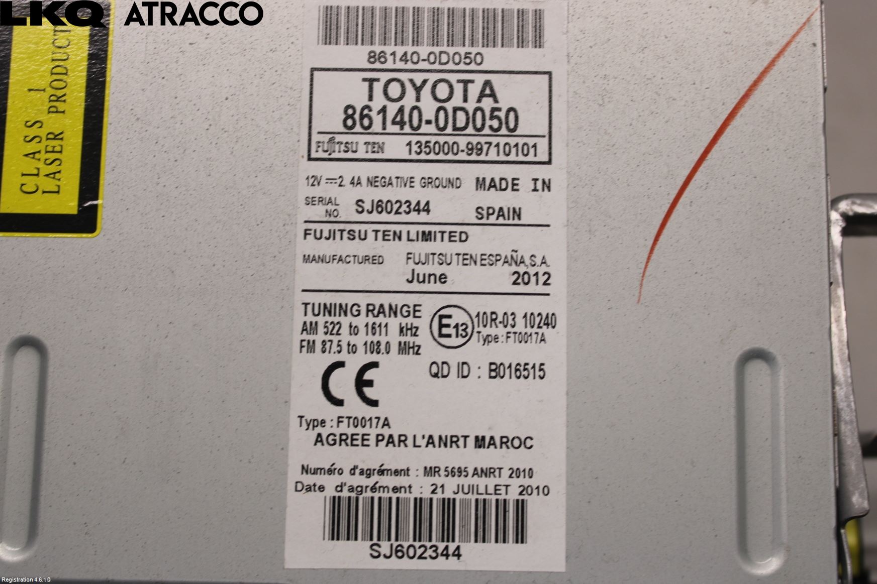 Toyota YARIS XP130 12-14 Stereo Radio Med Cd