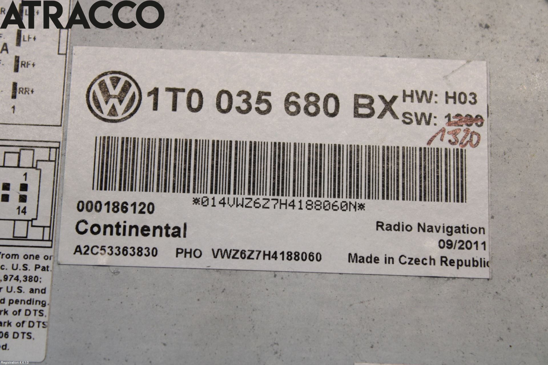 Volkswagen VW TOURAN 03-10 Stereo Radio Med Cd