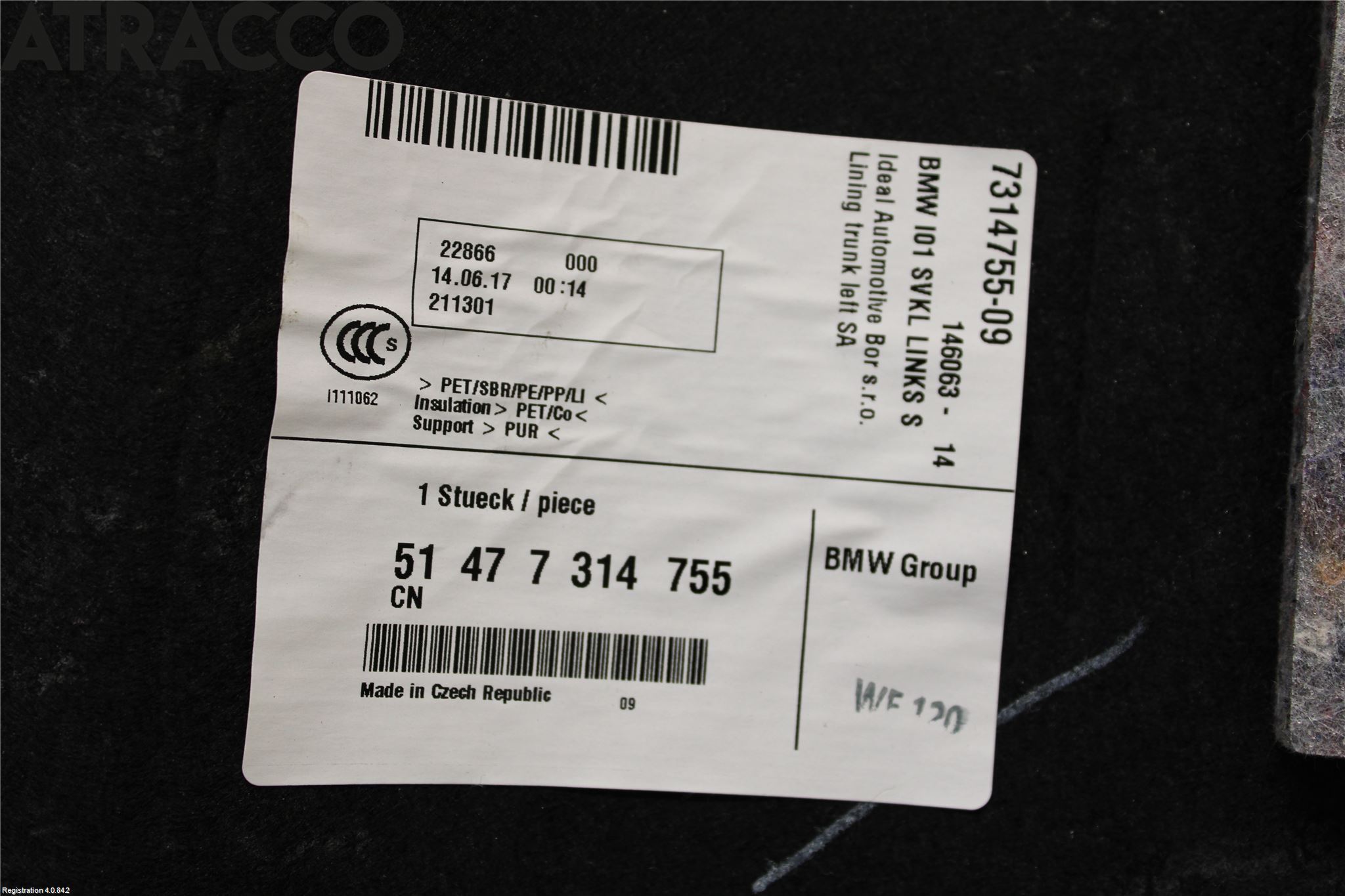 BMW i3 I01 13-22 Innr Bagasjeromkledsel