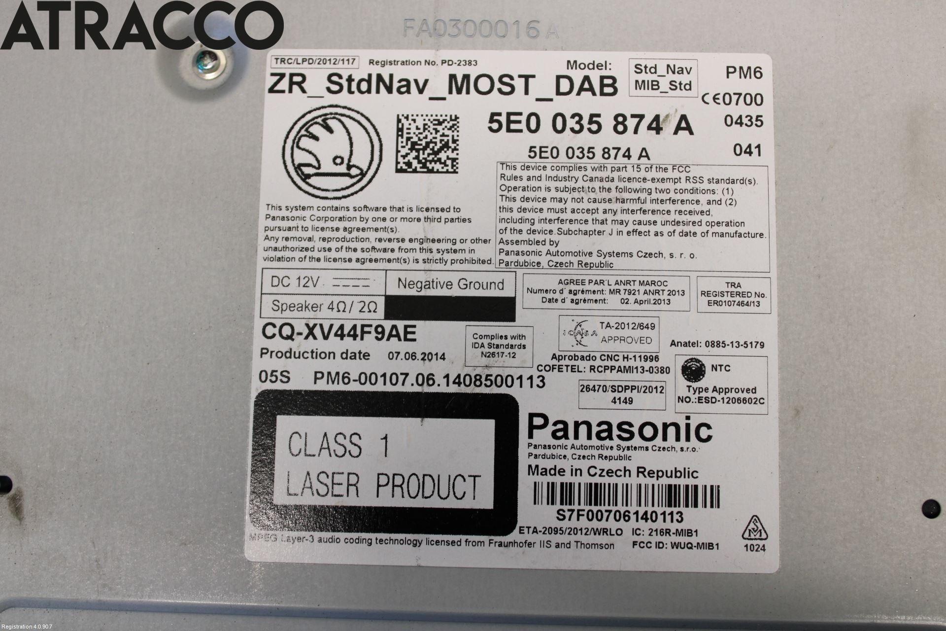 Skoda OCTAVIA (5E) 13-20 Stereo Radio Med Cd