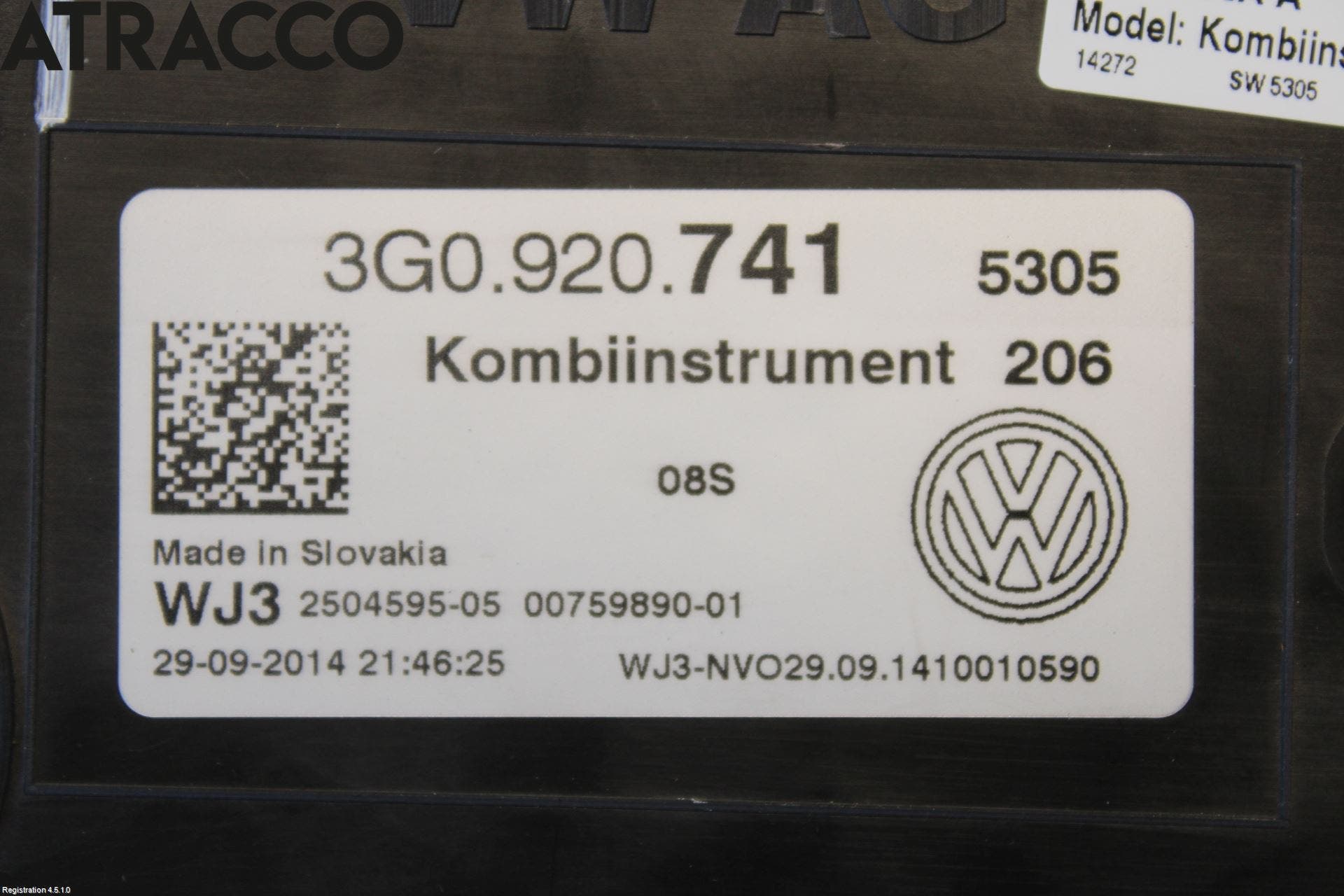 Volkswagen VW PASSAT 15-19 Instr Kombinert