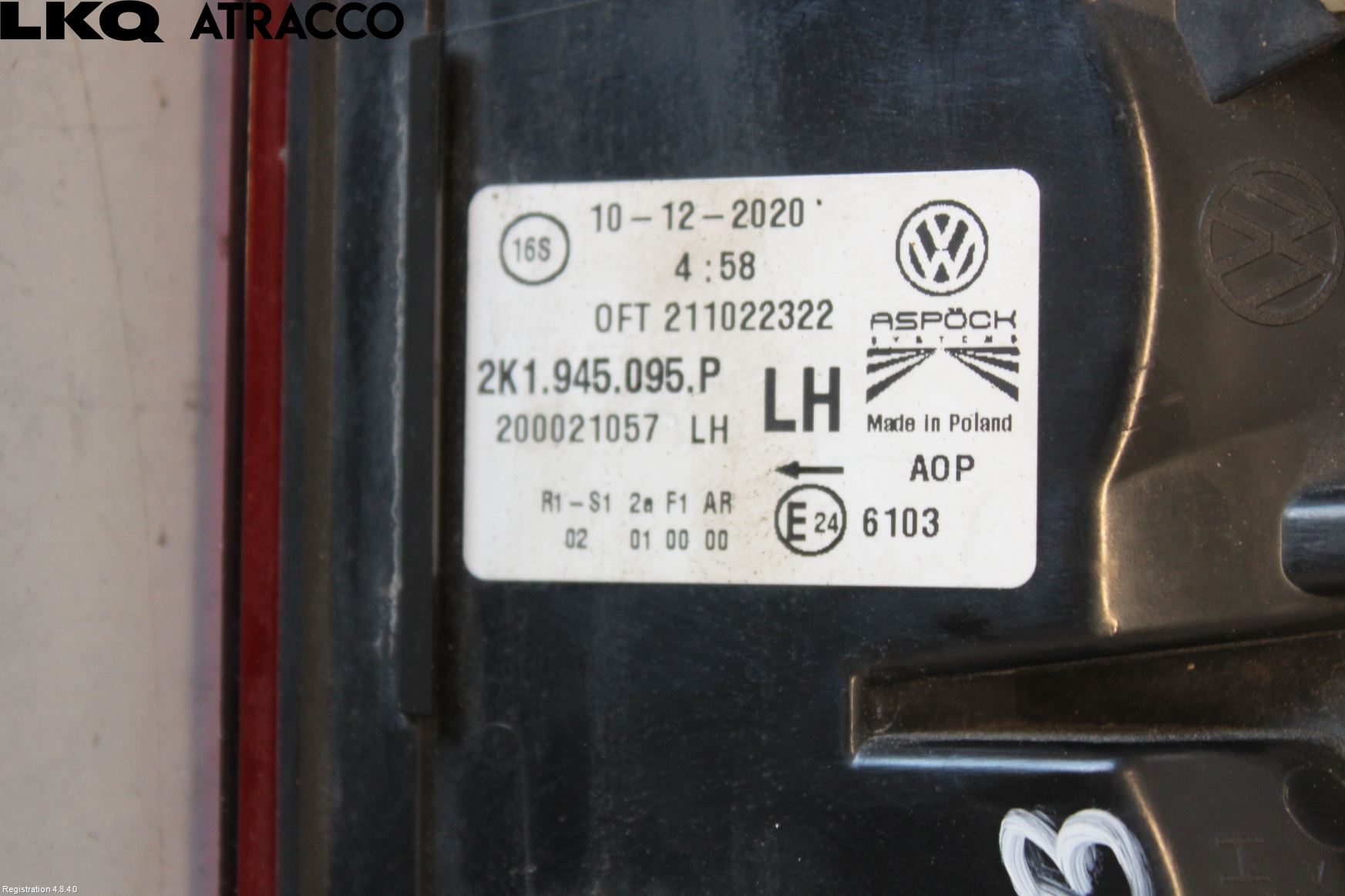 Volkswagen VW CADDY 16-20 Baklykt Venstre