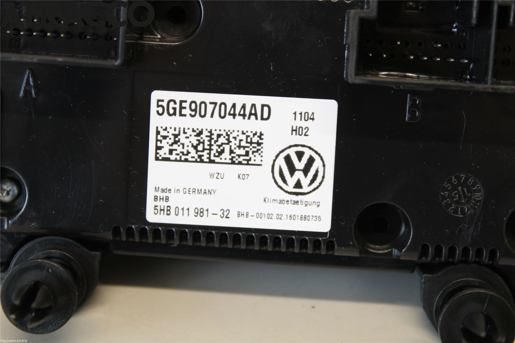 Volkswagen VW GOLF / E-GOLF VII 13-20 Varme Ac Betjening-Display