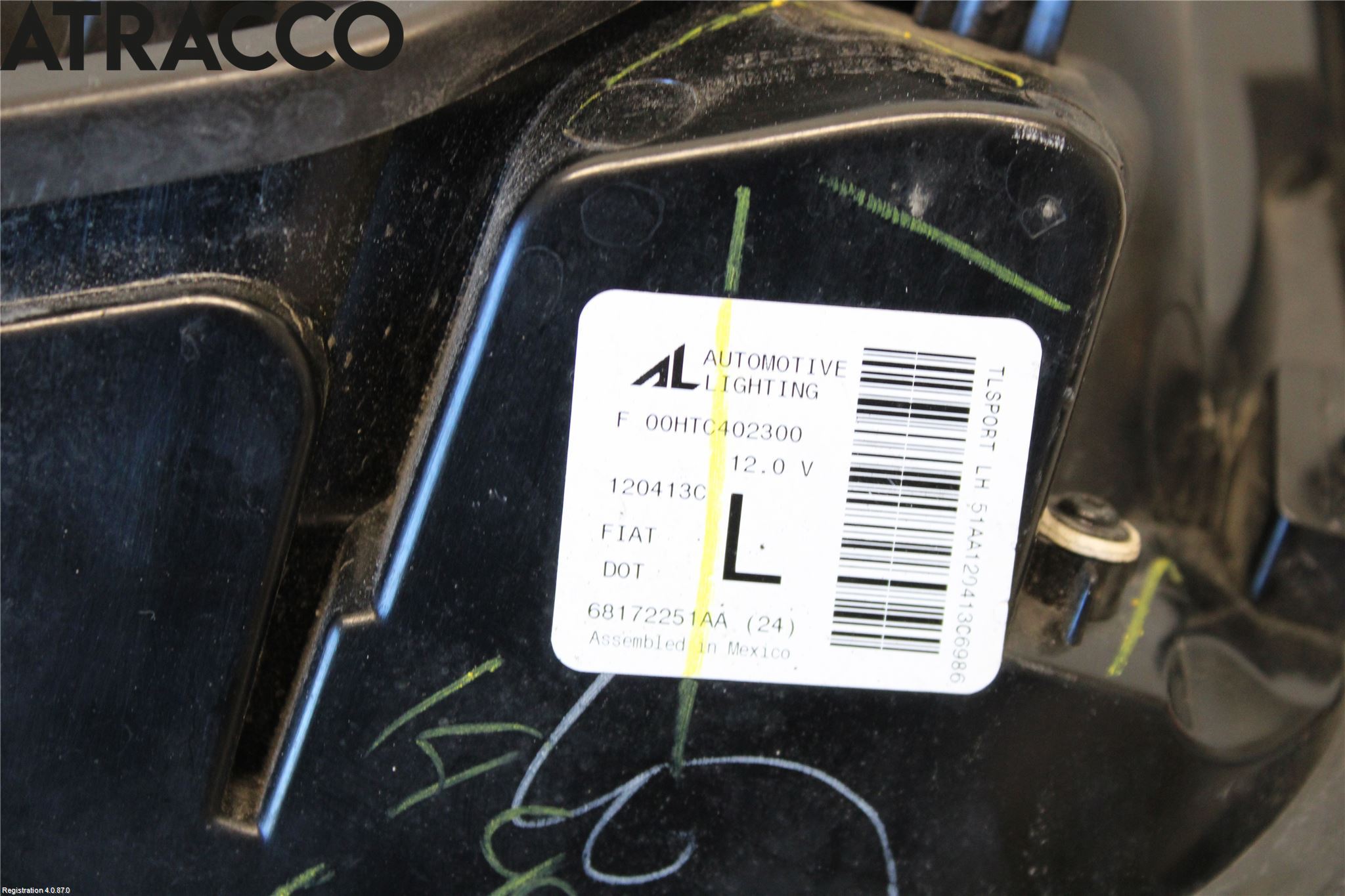 Fiat 500 07- Baklykt Venstre