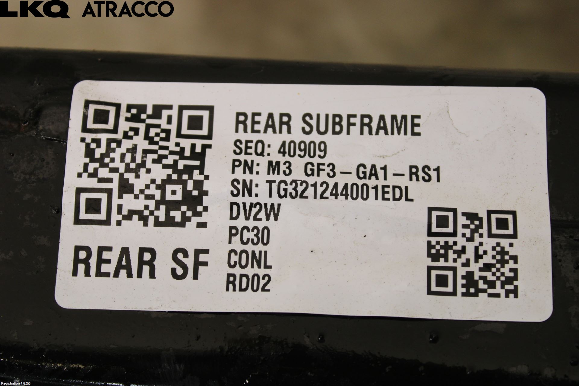 Tesla MODEL 3 17- Bakaksel Feste Travers-Ramme