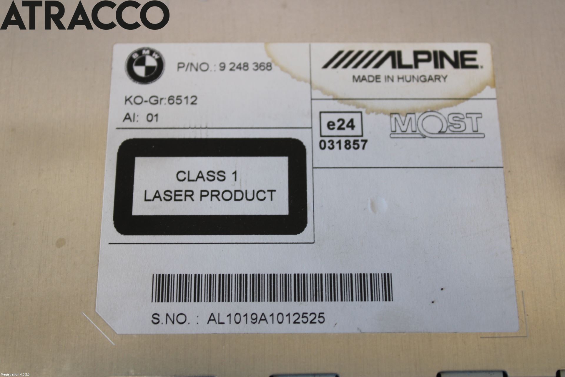 BMW 5 F10/F11/F18 09-17 Stereo Radio Med Cd