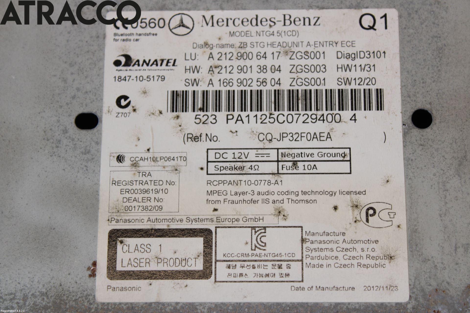 Mercedes-Benz MB E-KLASS (W212) 09-16 Stereo Radio Med Cd