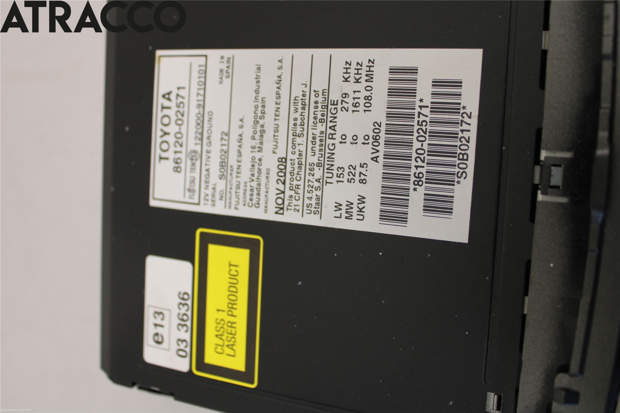 Toyota AURIS 07-09 Stereo Radio Med Cd