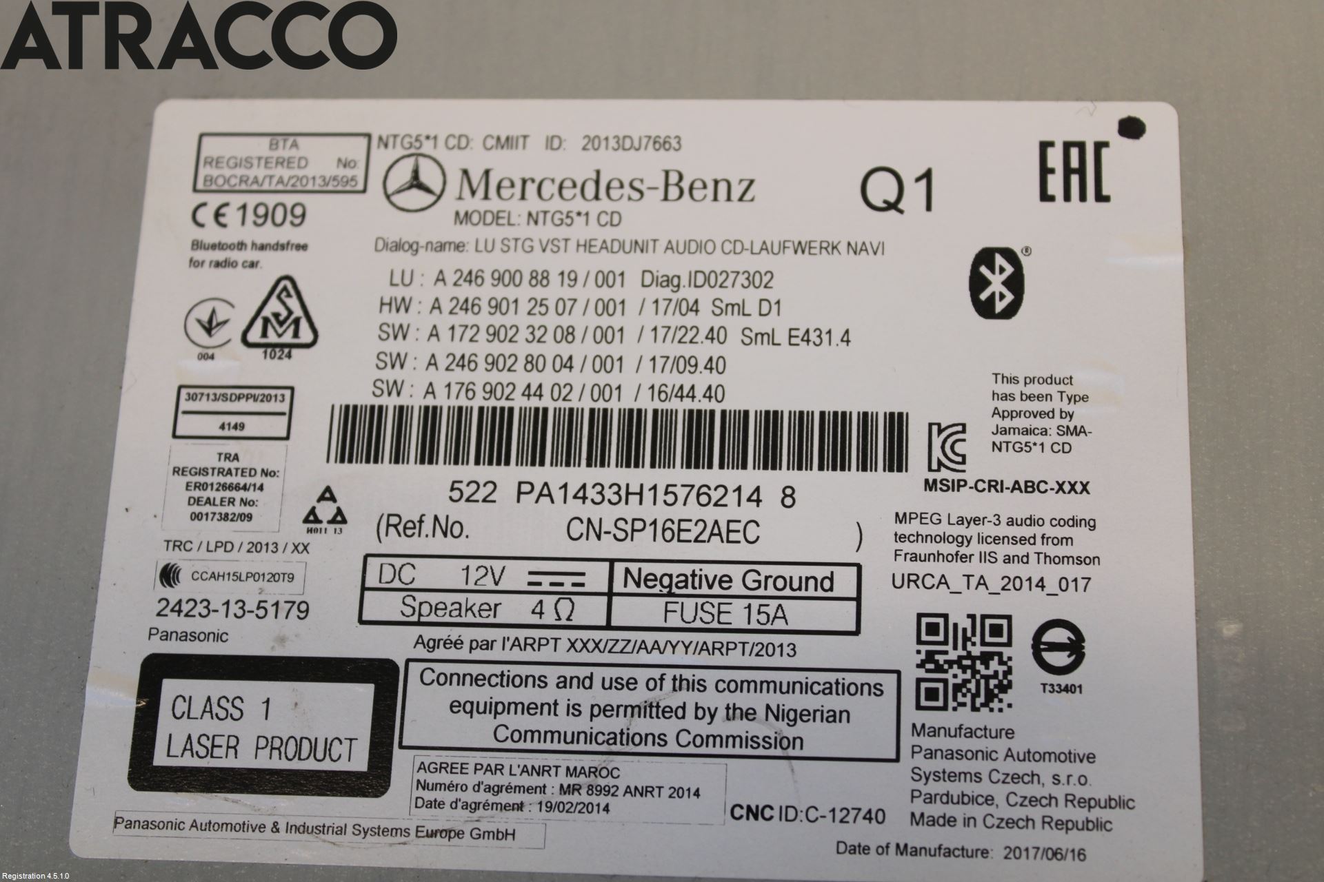 Mercedes-Benz MB CLA-KLASS (C117/X117) 13-19 Stereo Radio Med Cd