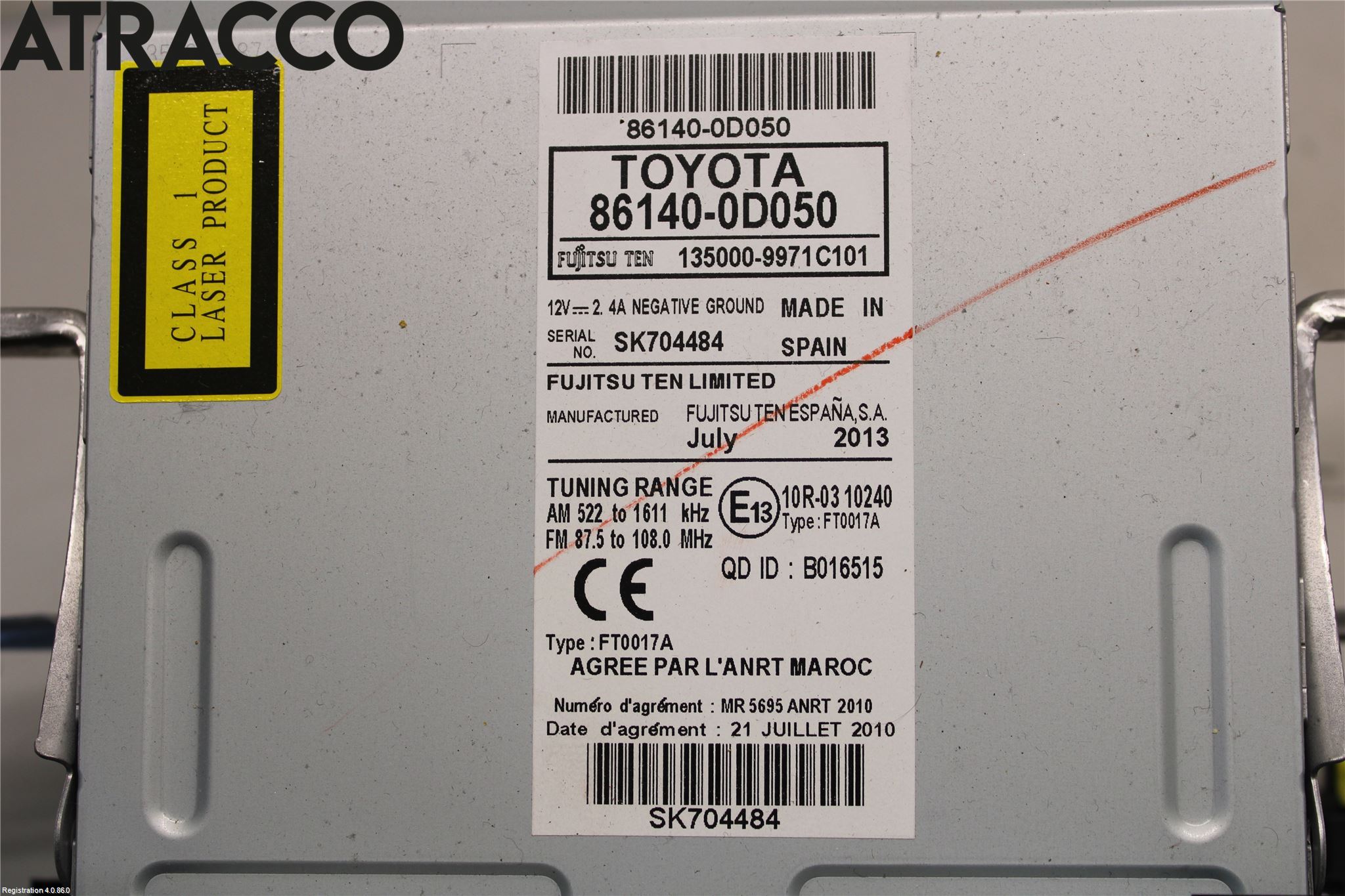 Toyota YARIS XP130 12-14 Stereo Radio Med Cd