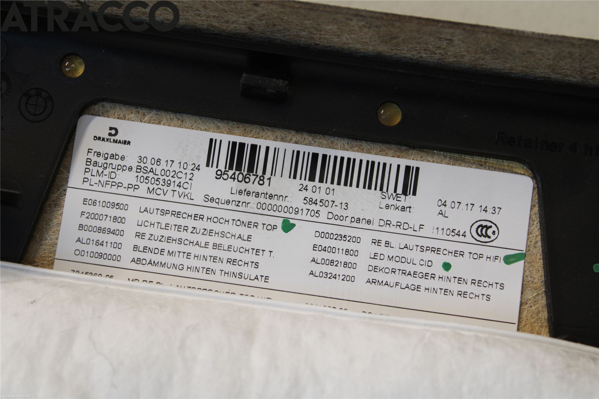 BMW i3 I01 13-22 Innr Dørtrekk Høyre