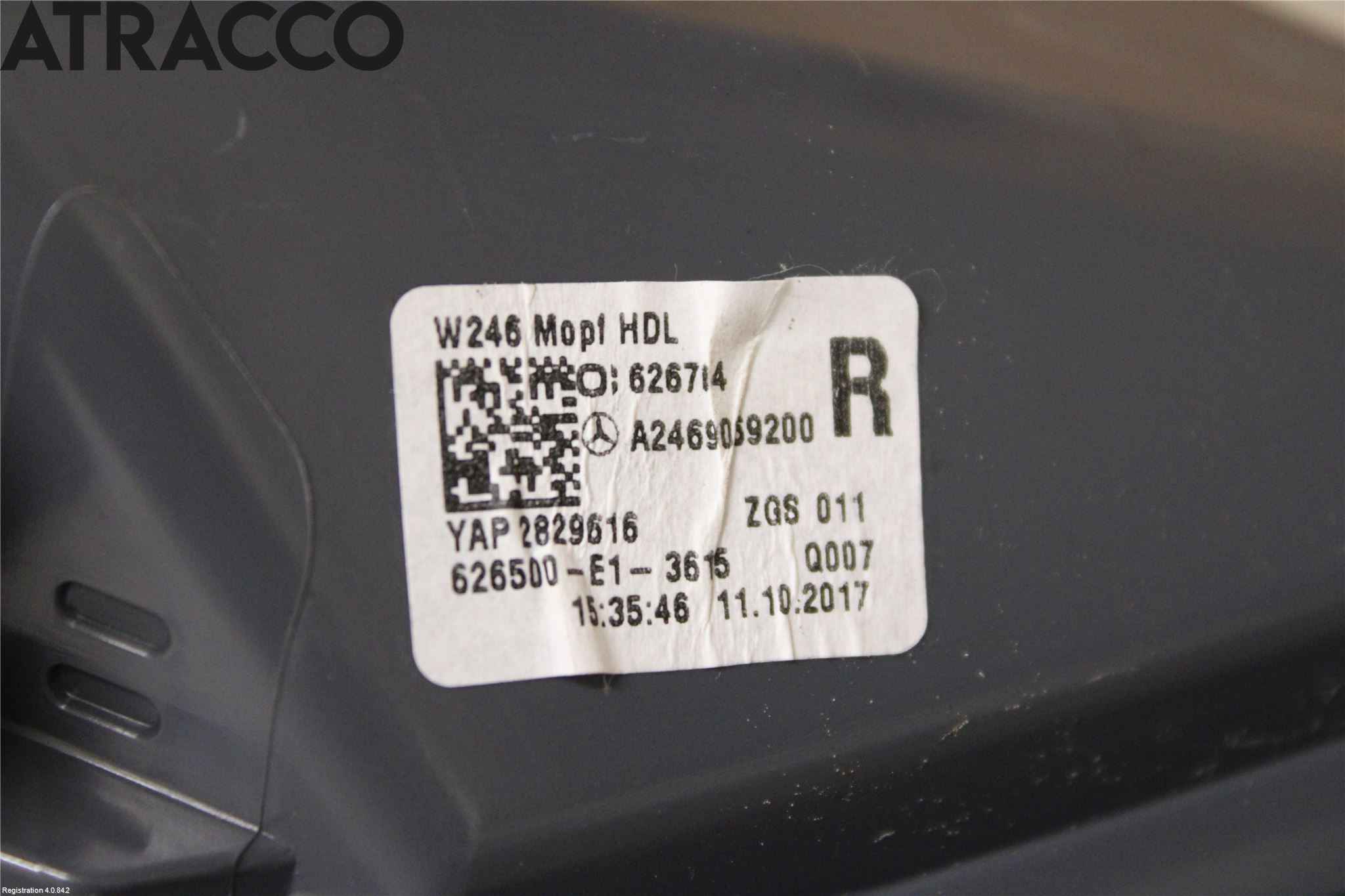 Mercedes-Benz MB B-KLASS (W246/W242) 12-19 Baklykt Høyre  På Luke(Indre)