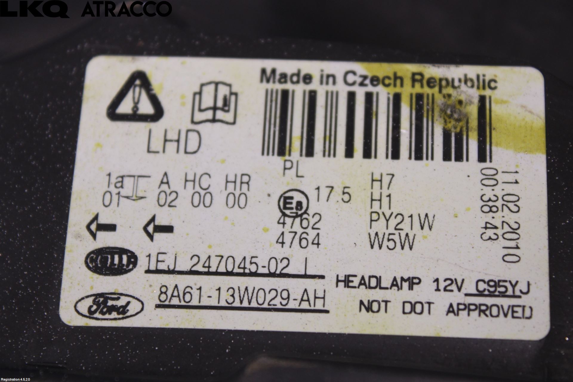 Ford FIESTA 09-12 Frontlykt Høyre