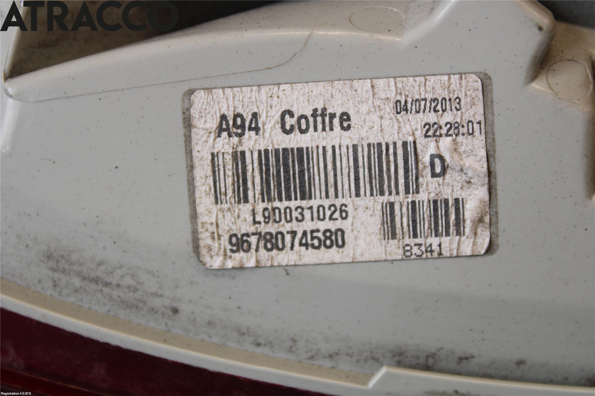 Peugeot 2008 13-20 Baklykt Høyre  På Luke(Indre)