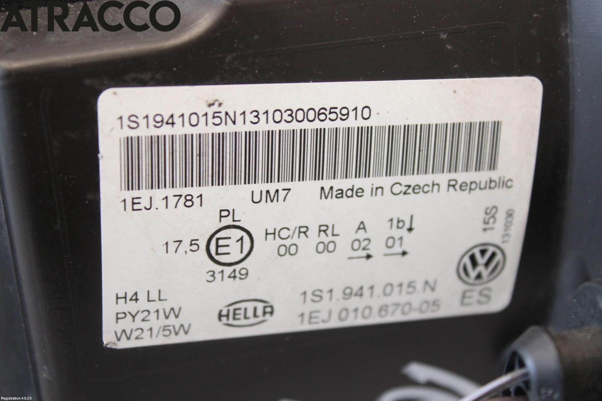 Volkswagen VW UP! / E-UP! Frontlykt Venstre