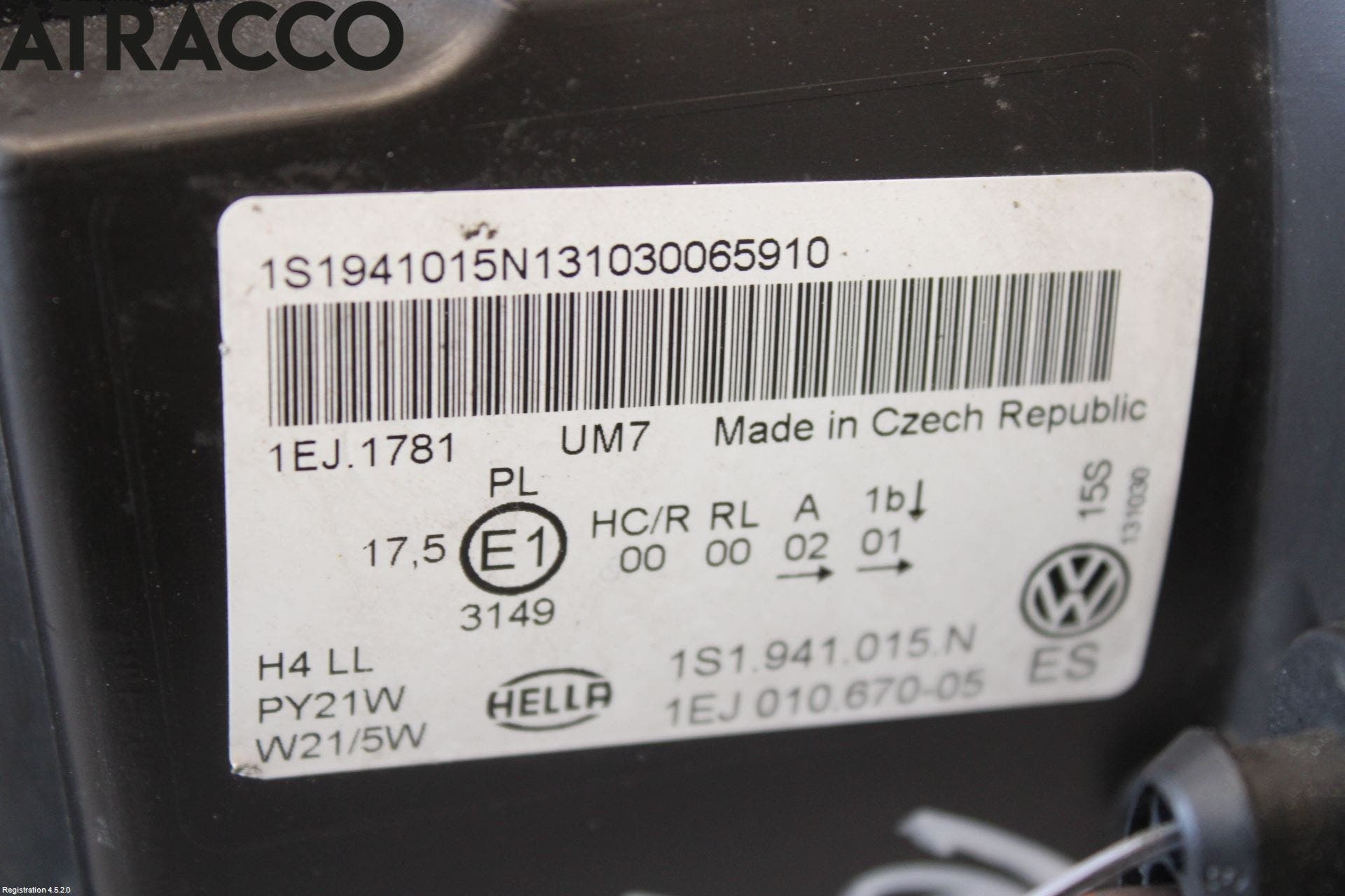 Volkswagen VW UP! / E-UP! Frontlykt Venstre