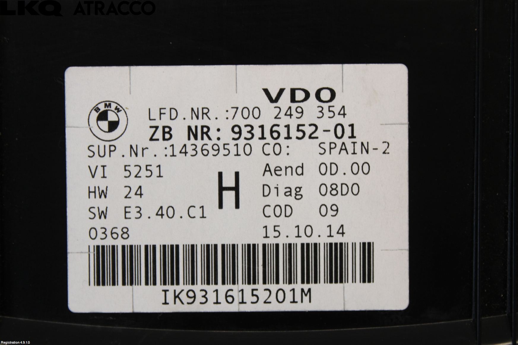 BMW X1 E84 10-15 Instr Kombinert