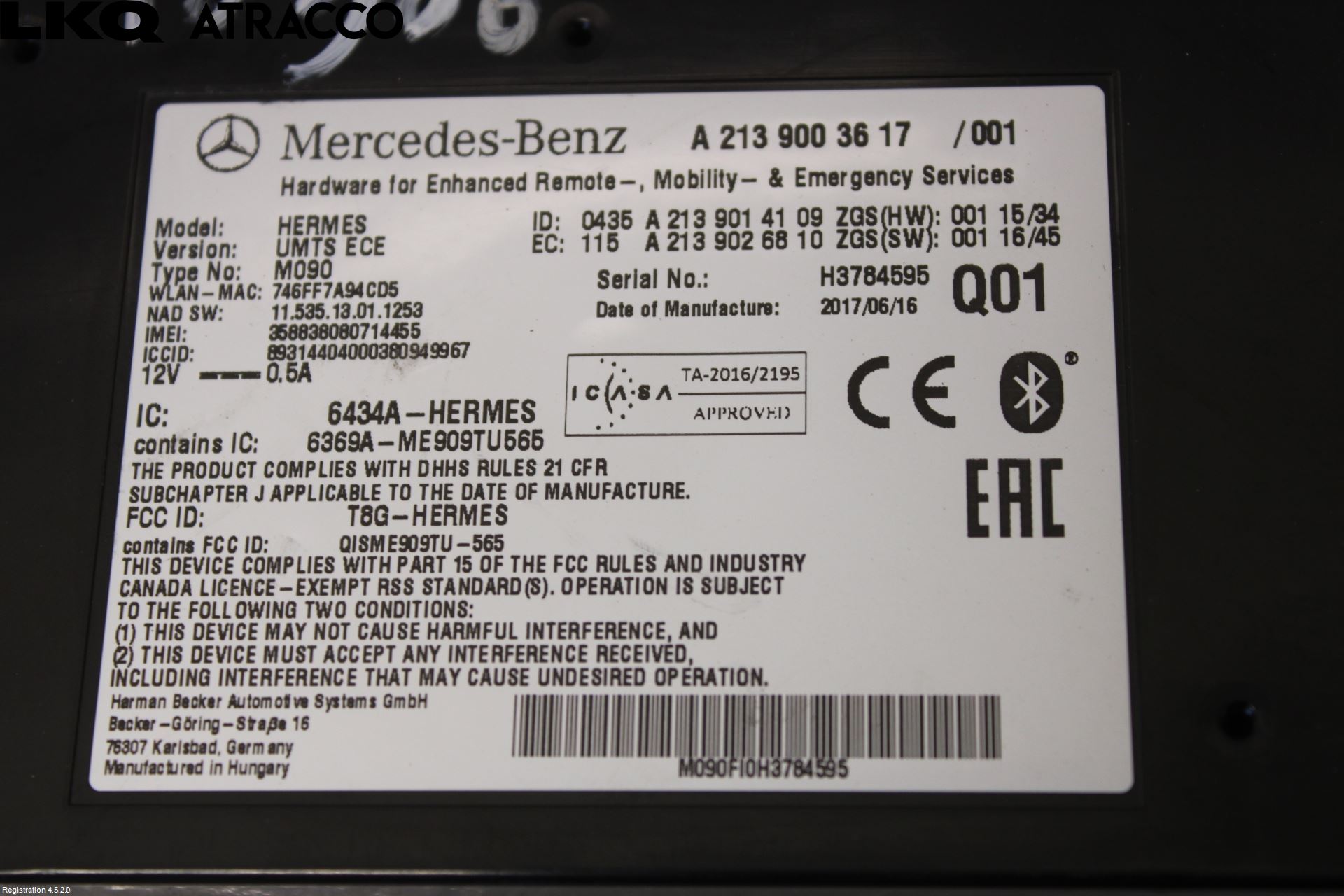 Mercedes-Benz MB CLA-KLASS (C117/X117) 13-19 Styreenhet Øvrig