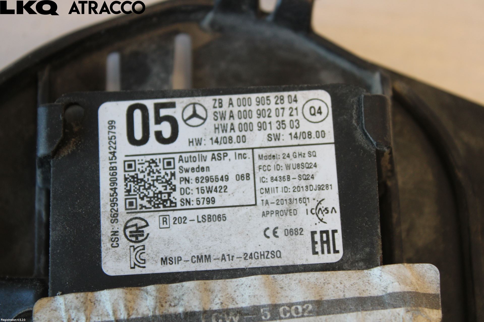 Mercedes-Benz MB B-KLASS (W246/W242) 12-19 Sensor Fartsbegrensning