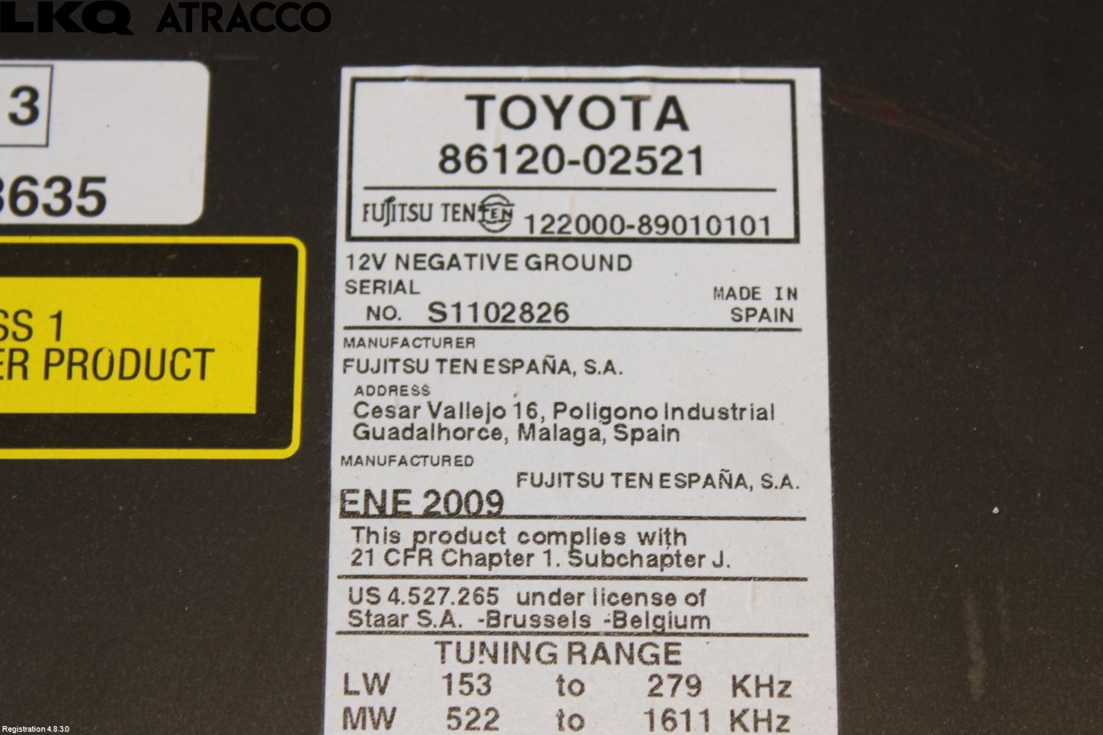 Toyota AURIS 10-12 Stereo Radio