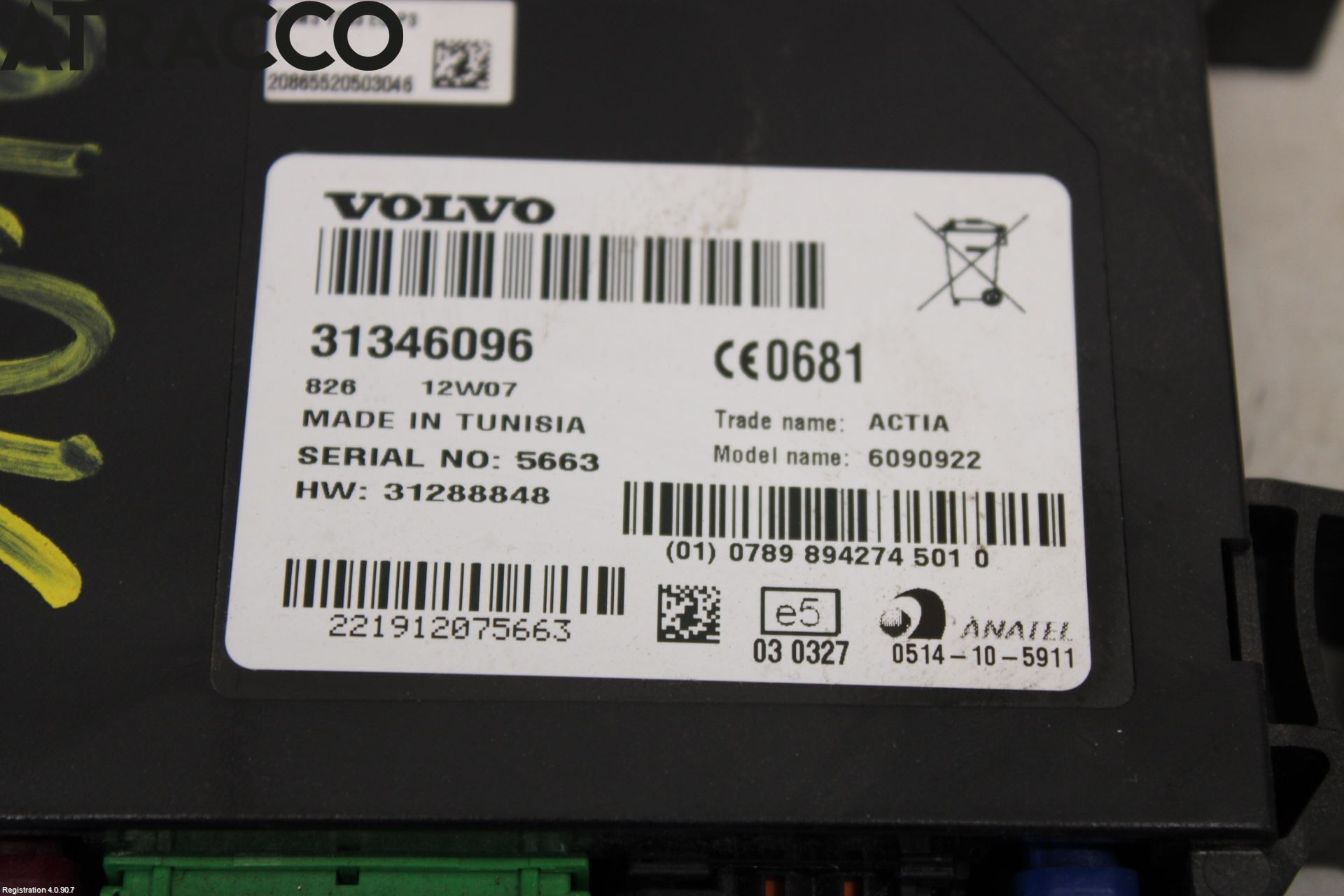 Volvo V70 08-13 Styreenhet Øvrig