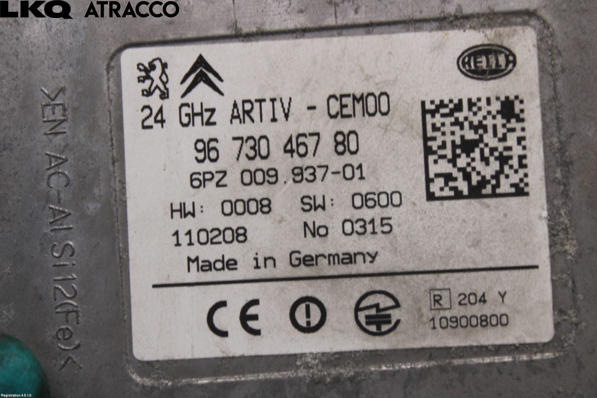 Peugeot 5008 10-16 Sensor Kollisjonsbeskyttelse